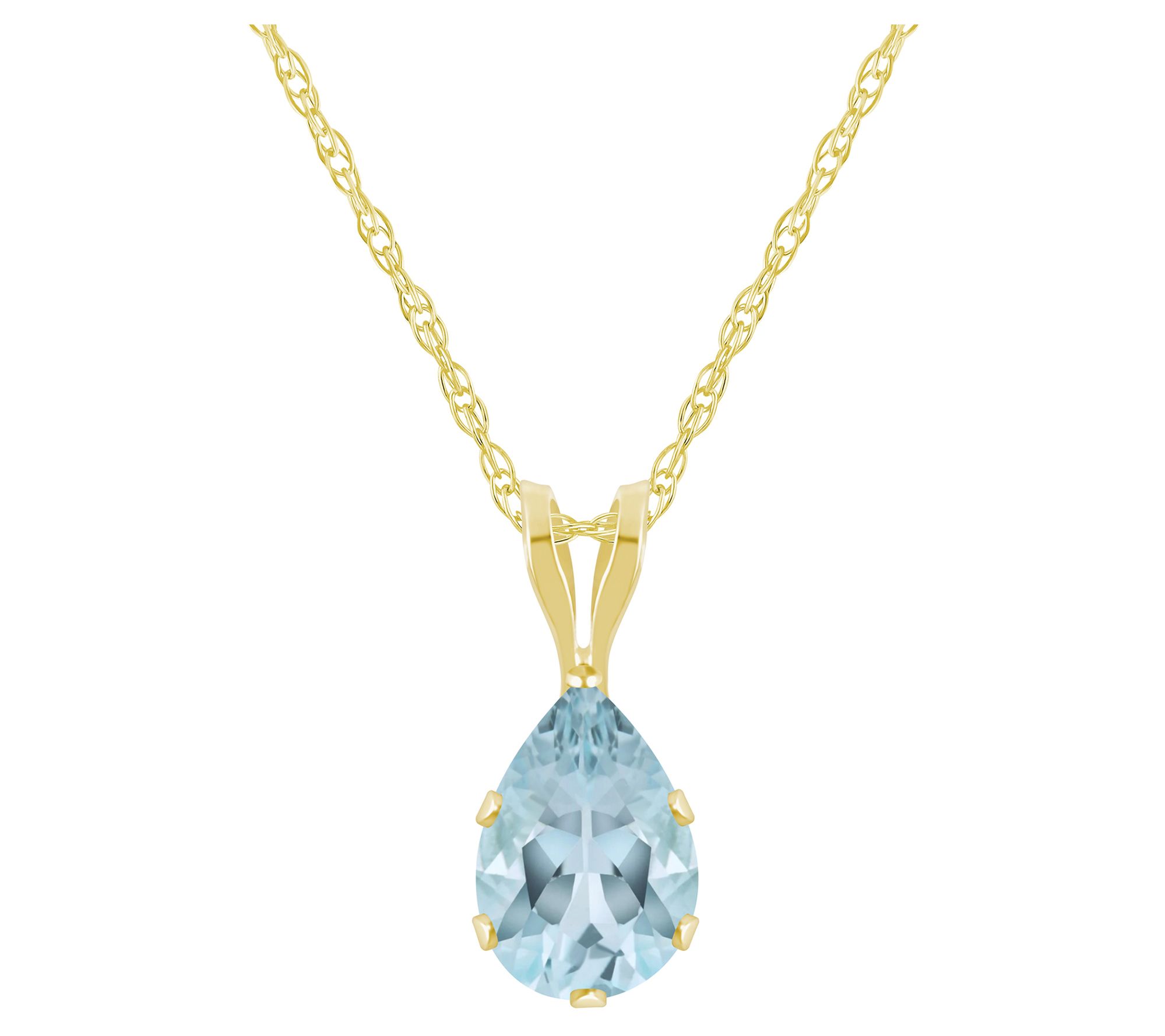 Affinity Gems Pear Cut Gemstone Pendant w/ Chain, 10K Gold
