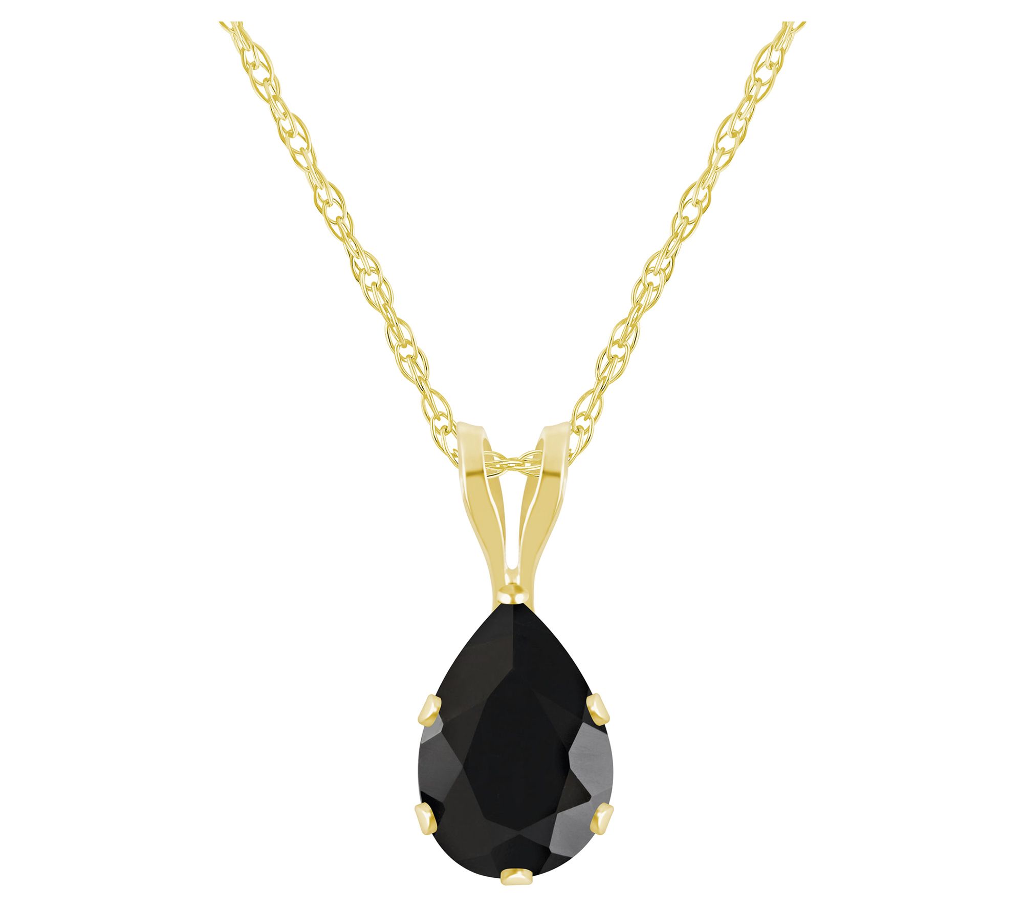 Affinity Gems Pear Cut Gemstone Pendant w/ Chain, 10K Gold