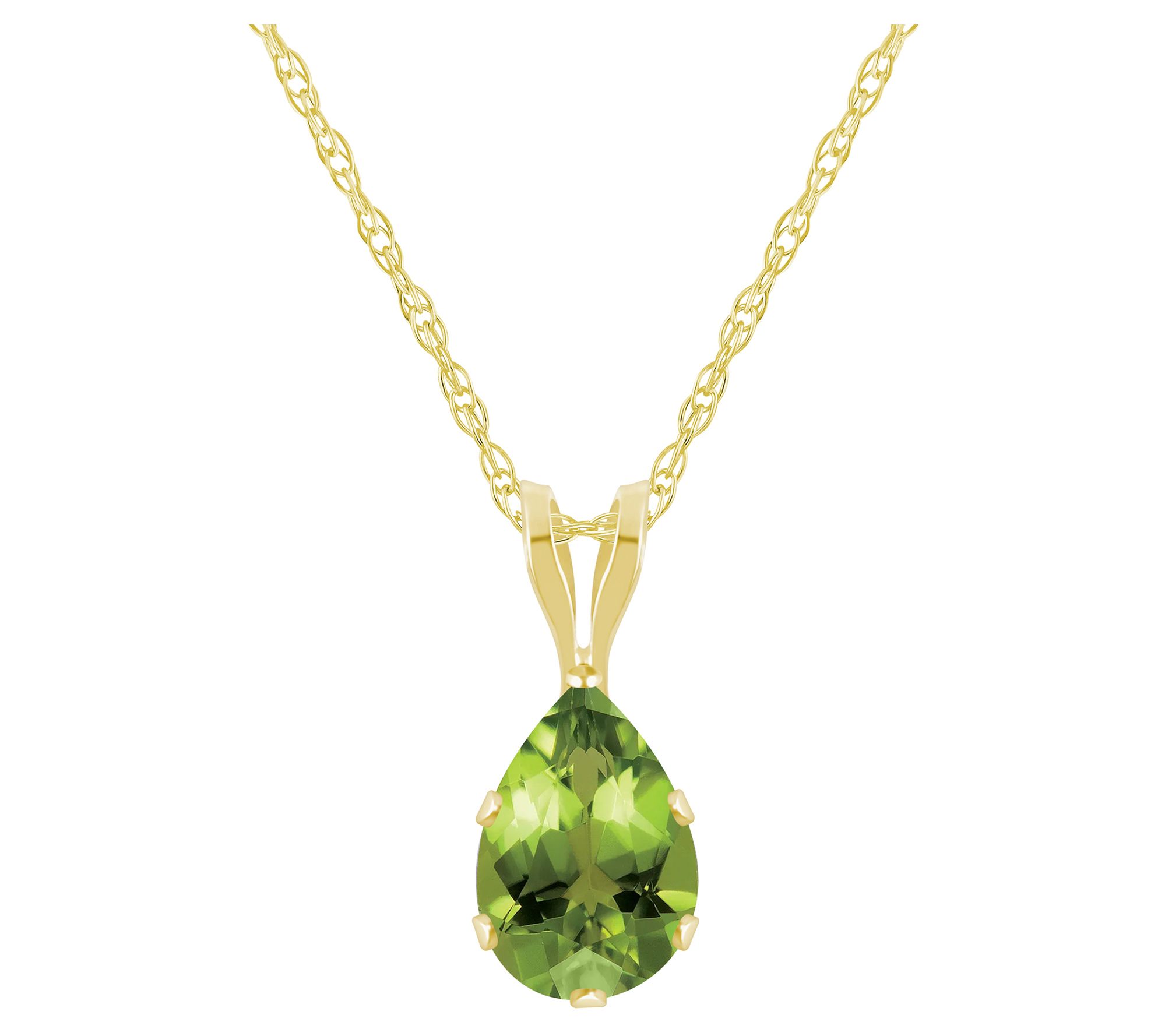 Affinity Gems Pear Cut Gemstone Pendant w/ Chain, 10K Gold
