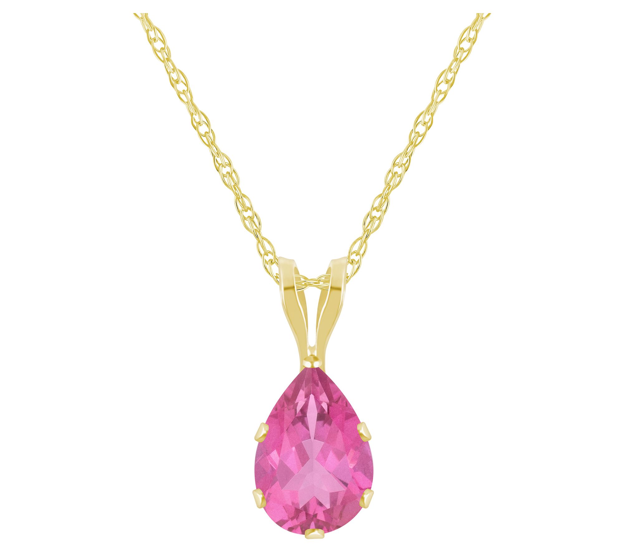 Affinity Gems Pear Cut Gemstone Pendant w/ Chain, 10K Gold