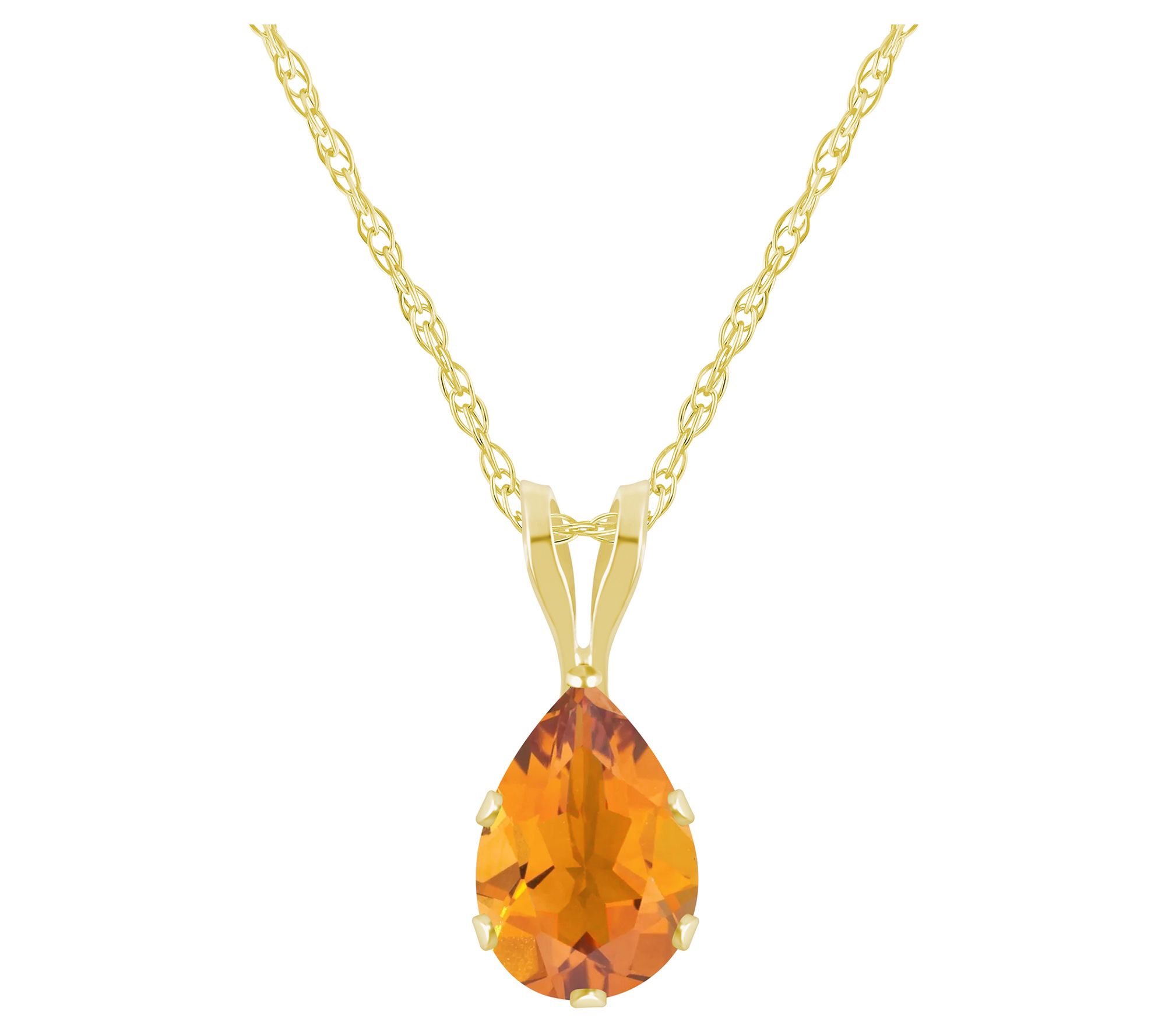 Affinity Gems Pear Cut Gemstone Pendant w/ Chain, 10K Gold