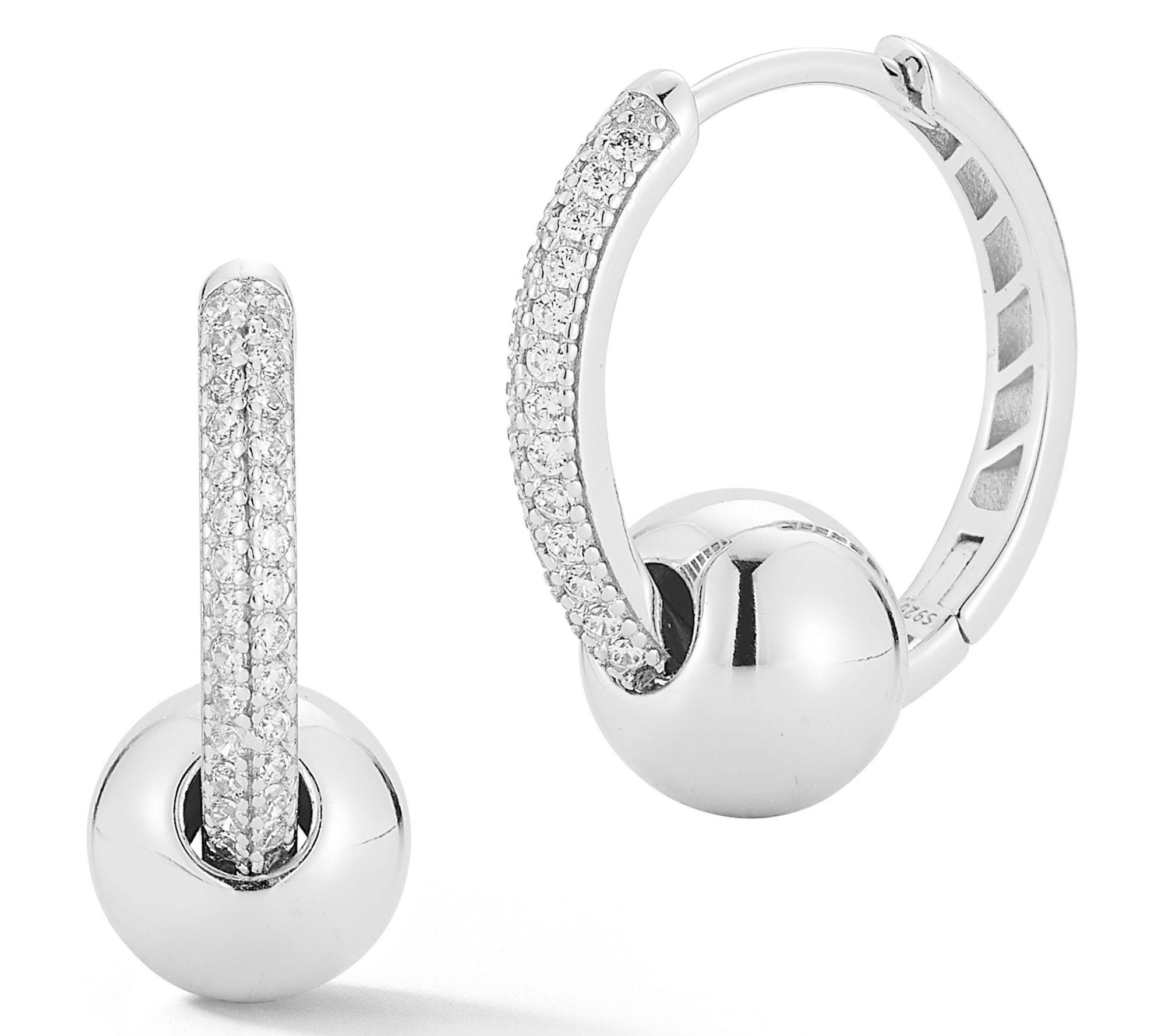 Rachel Zoe Slide Ball Hoop Earrings, Sterling