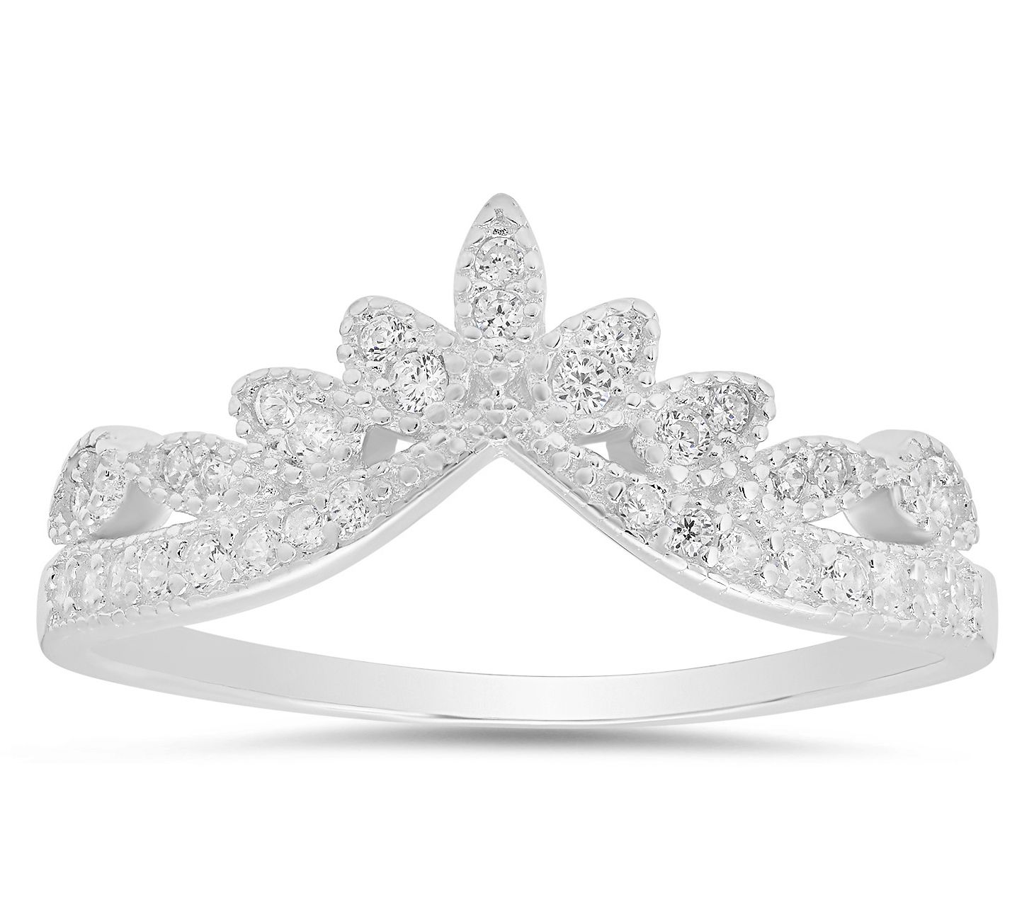 Diamonique Vintage Floral Tiara Ring, SterlingSilver