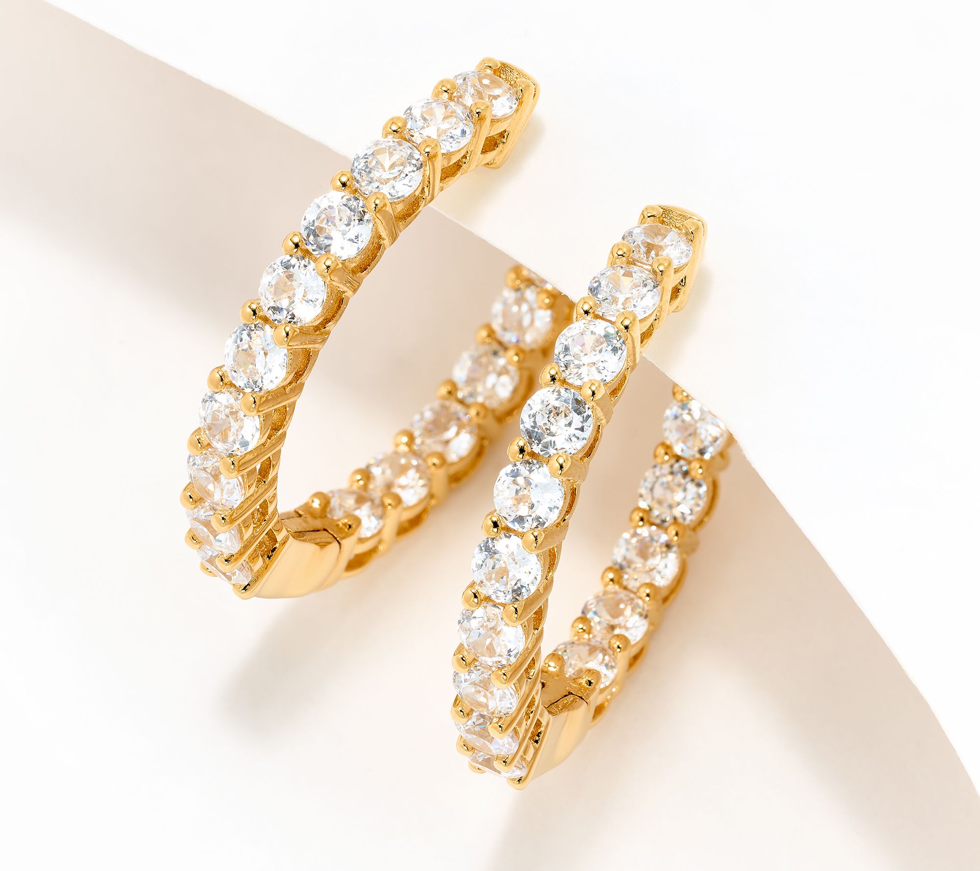 Diamonique Classics Inside-Out Hoop Earrings, Sterling Silver