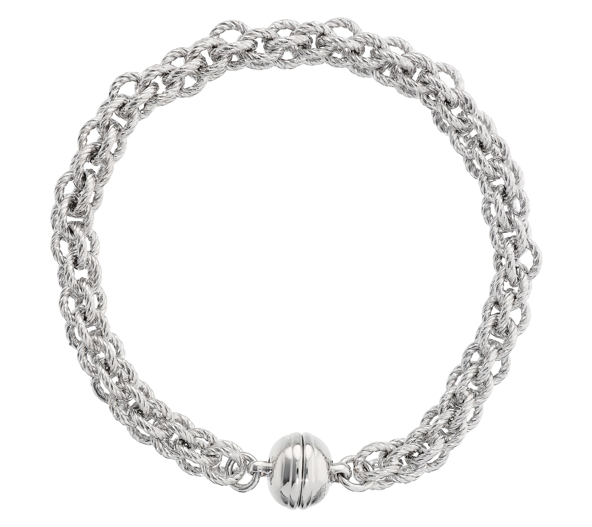 Italian Silver Basket Weave Bracelet w/ MagnetClasp, Sterling