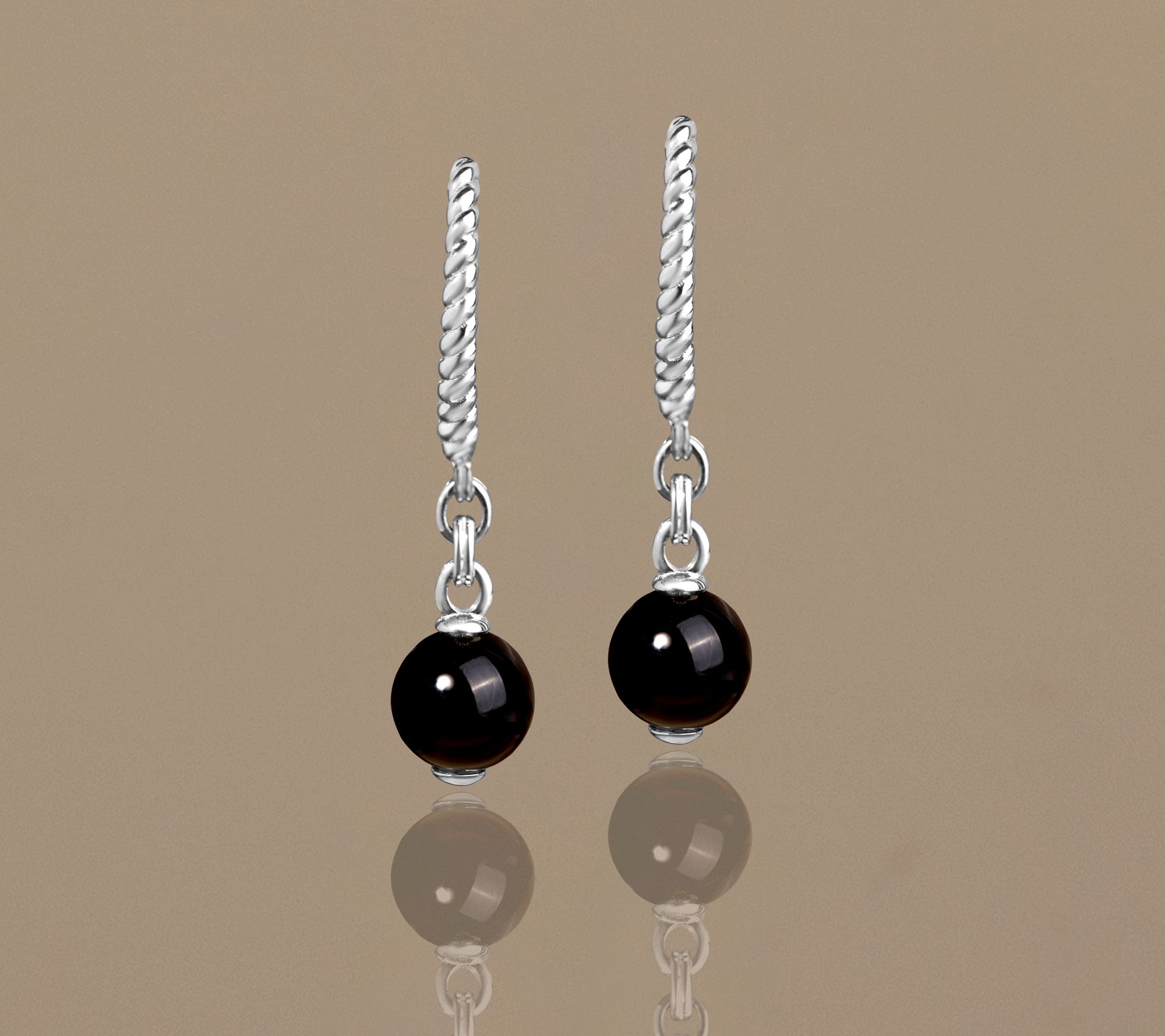 Christian James Sterling Silver Gemstone Bead Earrings