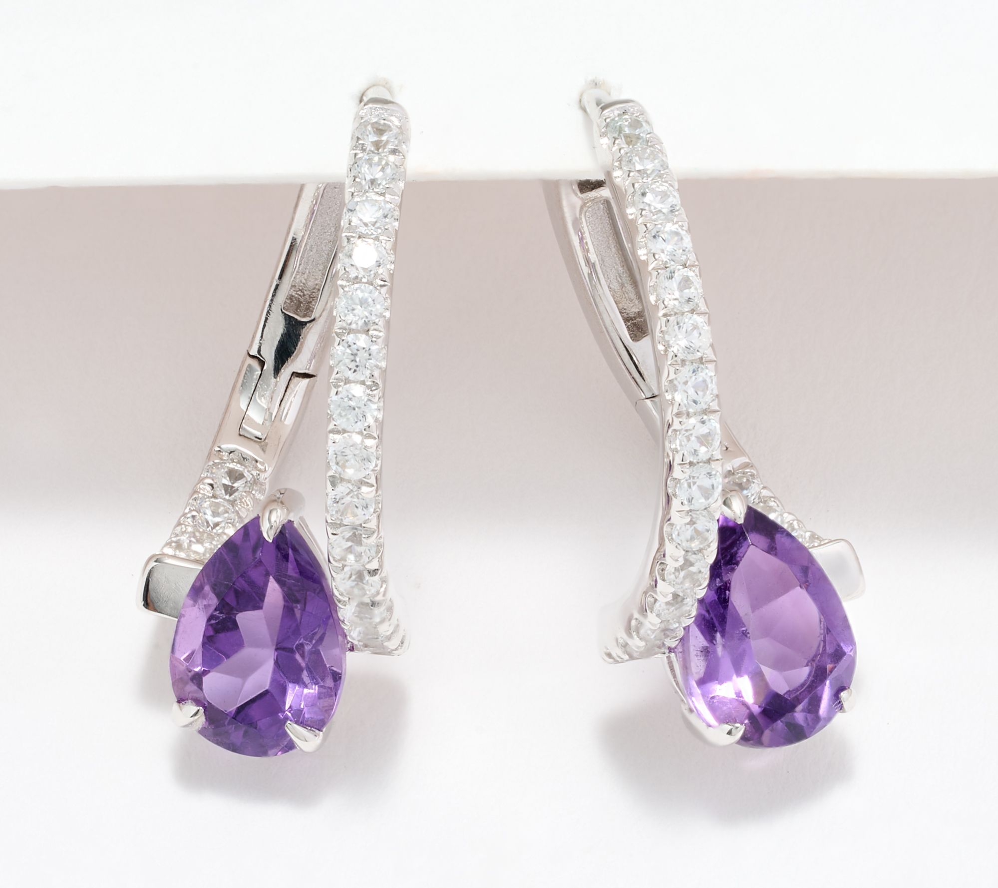 Affinity Gems Solitare in Twisted Setting Earrings, Sterling Silver