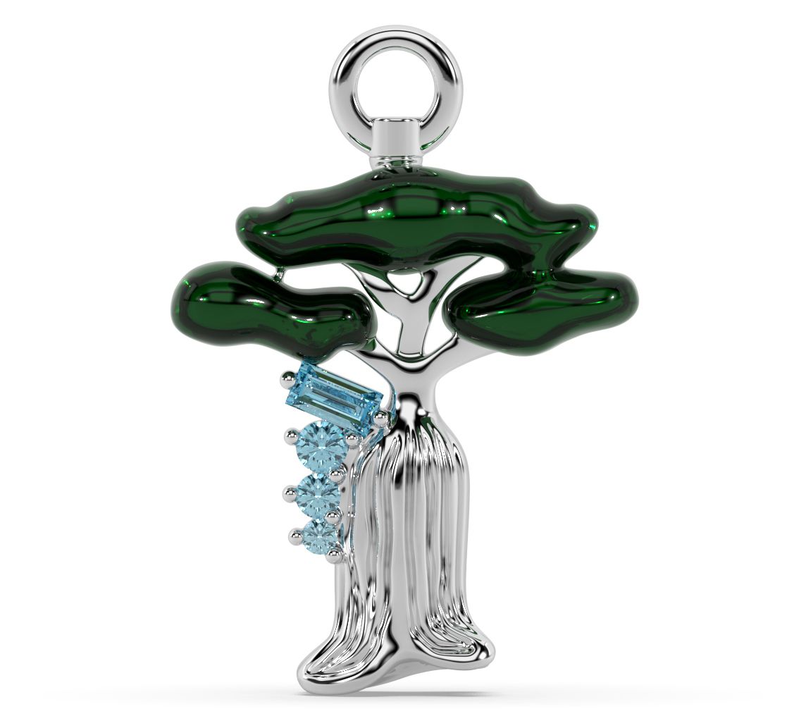 ONI Fine Jewelry Sterling Blue Topaz The Spirited Tree Charm