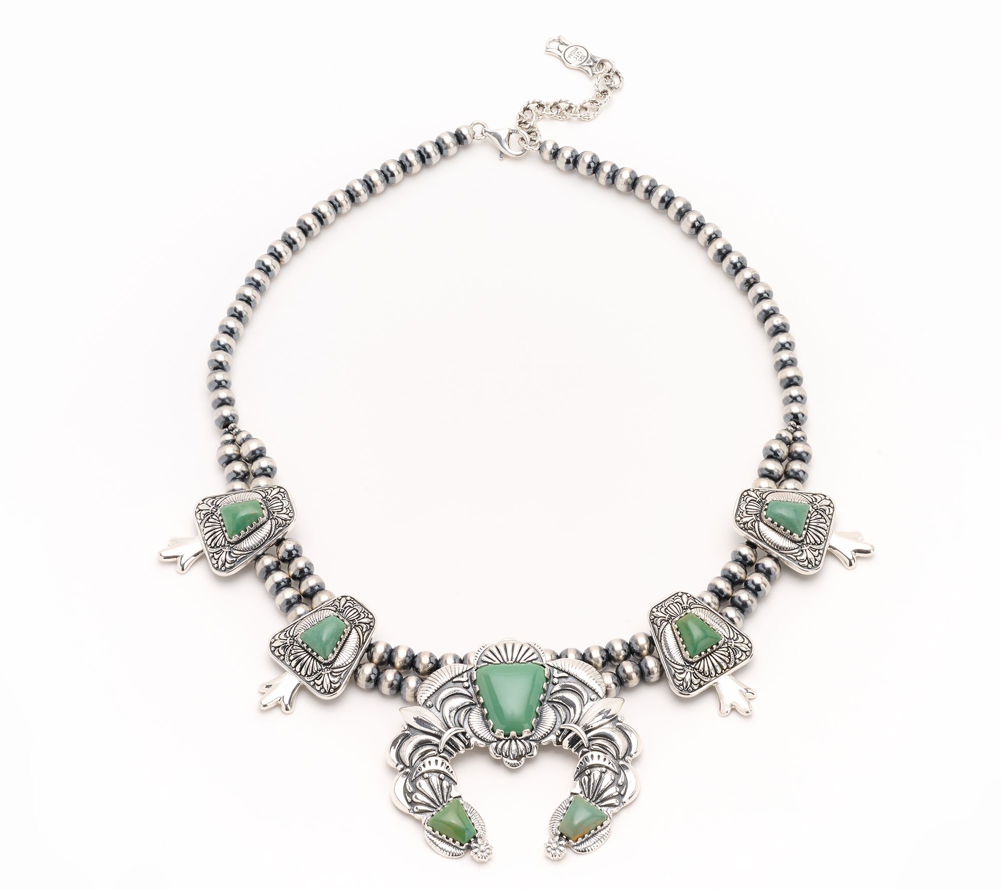 American West Sterling Silver Gemstone Squash Blossom Necklace