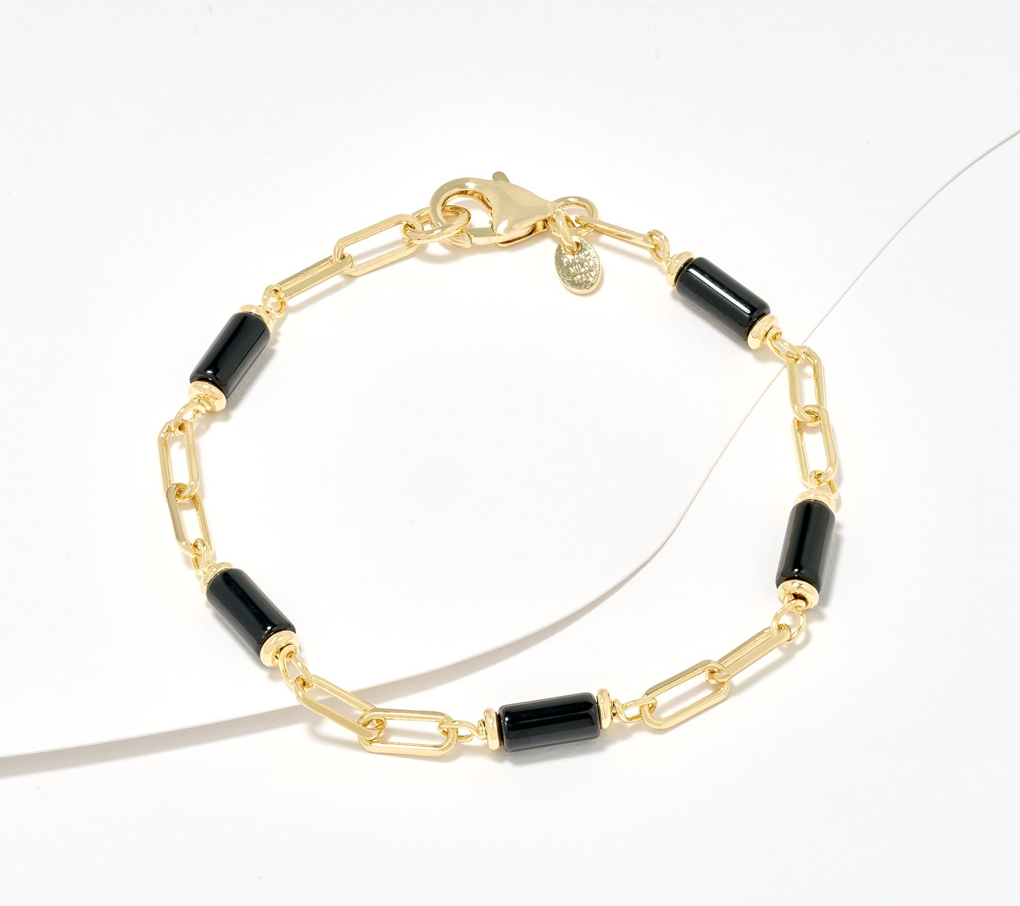 David Markstein Bronze Gemstone Station Paperclip Bracelet