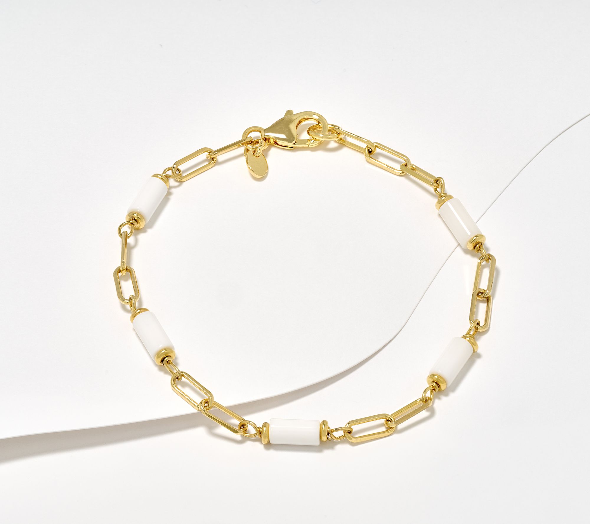 David Markstein Bronze Gemstone Station Paperclip Bracelet