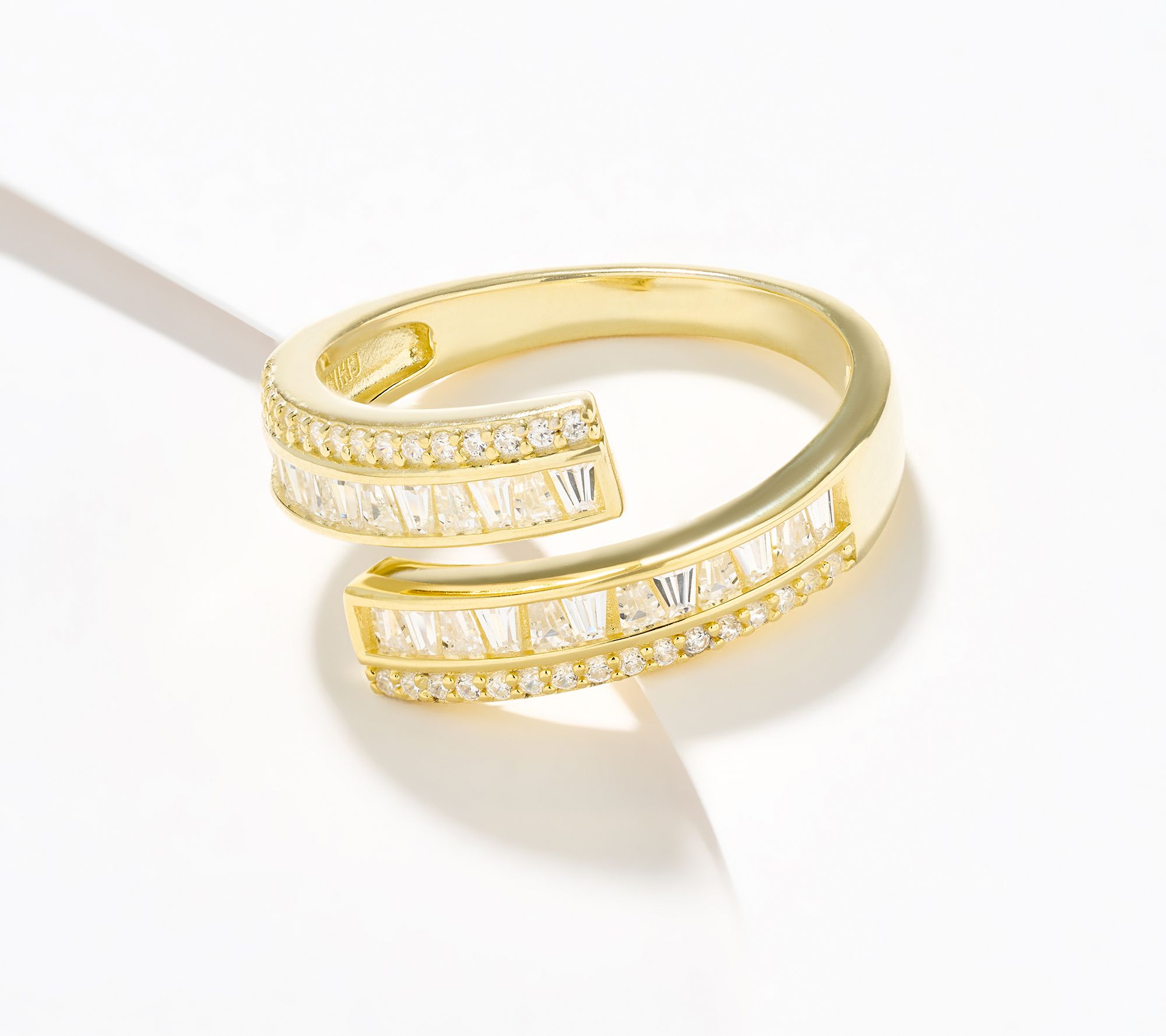 Diamonique Multi-Stone Bypass Ring, Sterling Silver