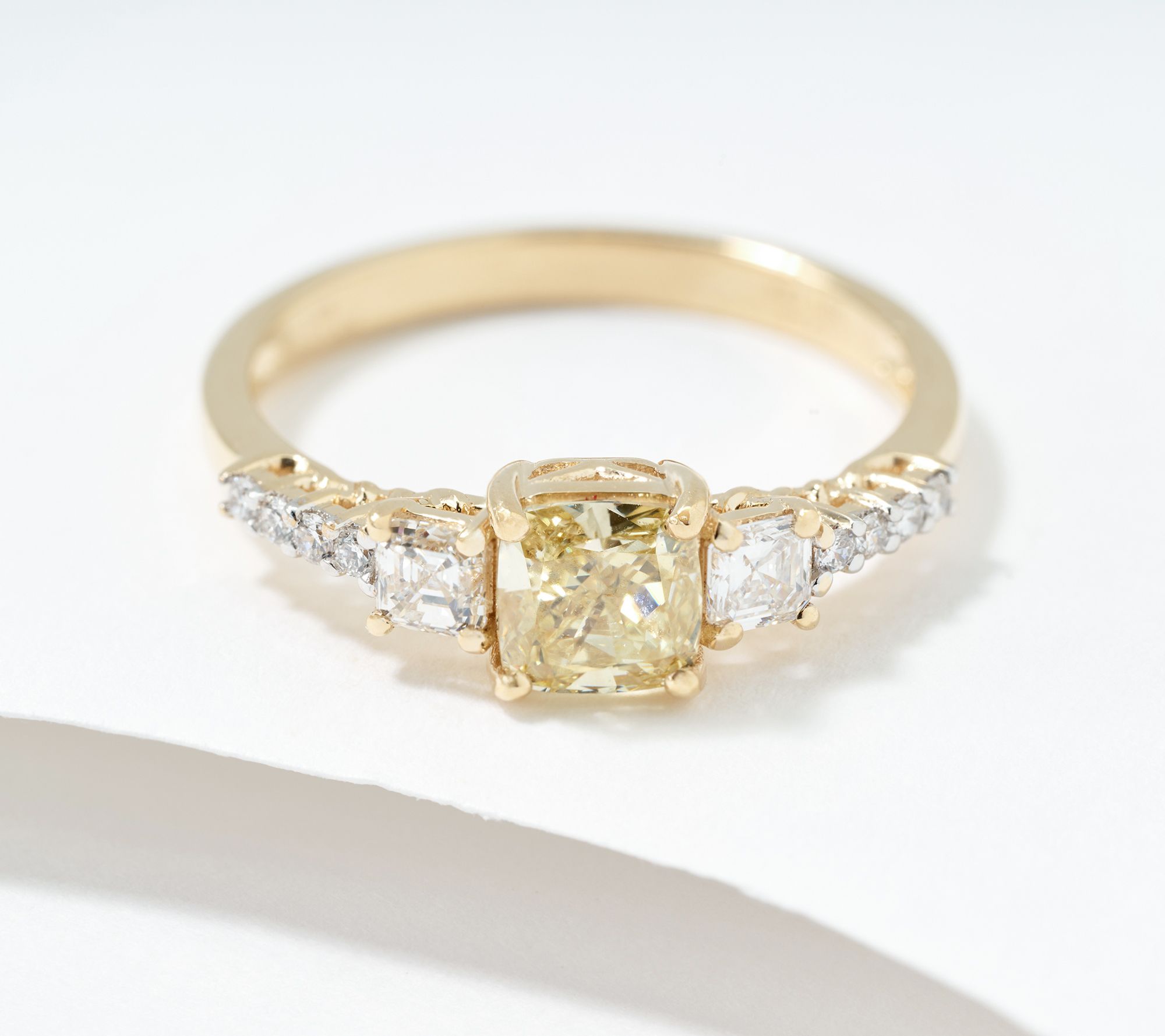 Fire Light Lab Grown Diamond Yellow Cushion 1.15 cttw Ring, 14K Gold