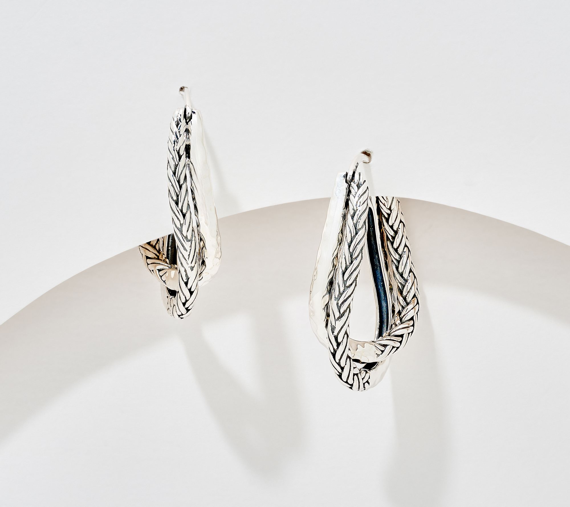 JAI Sterling Silver Legacy & Hammered 1" Hoop Earrings