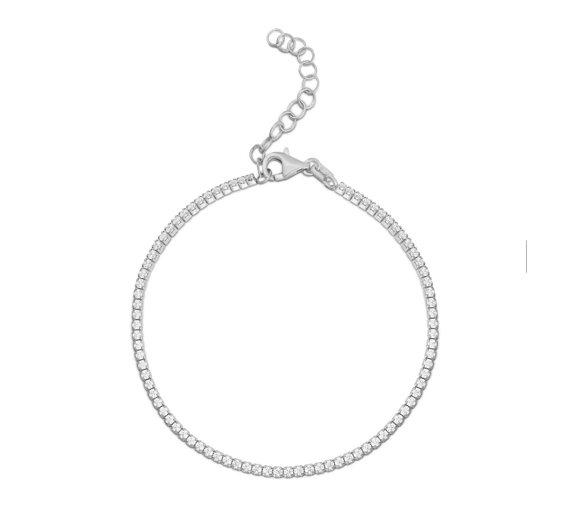 Sterlina Silver 2MM Tennis Bracelet, Sterling