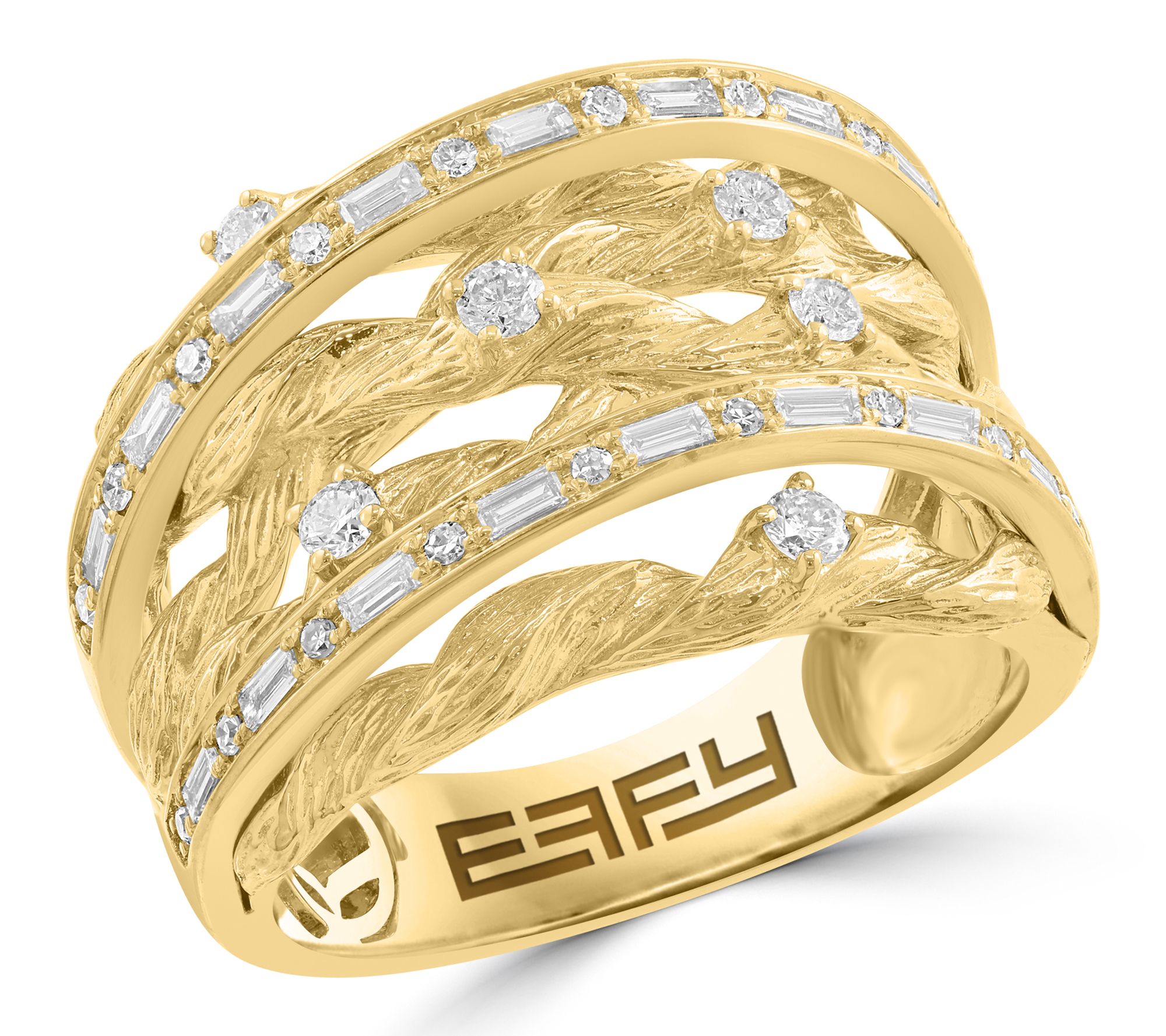 Effy Round & Baguette Diamond Multi-Row Ring, 14K Gold