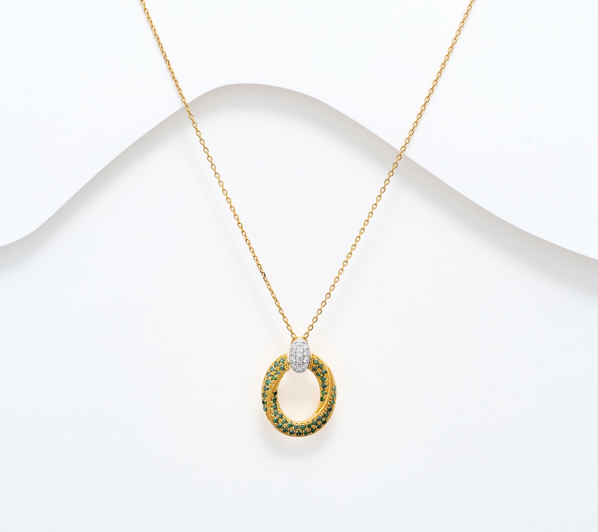 Affinity Diamonds .5 cttw Green Diamond Detail Pendant, Sterl