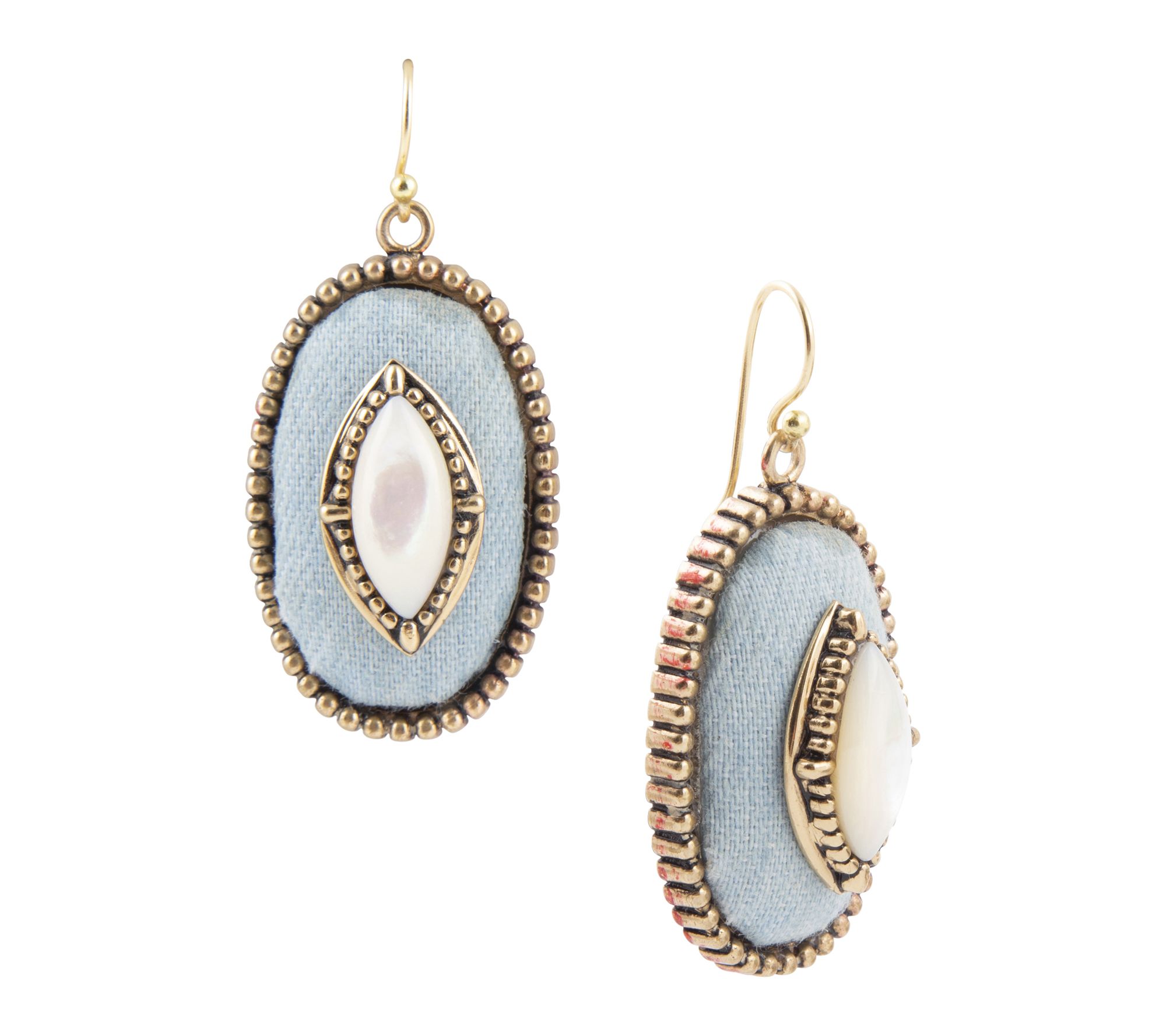 Barse Artisan Crafted White Mother of Pearl Drop Earrings