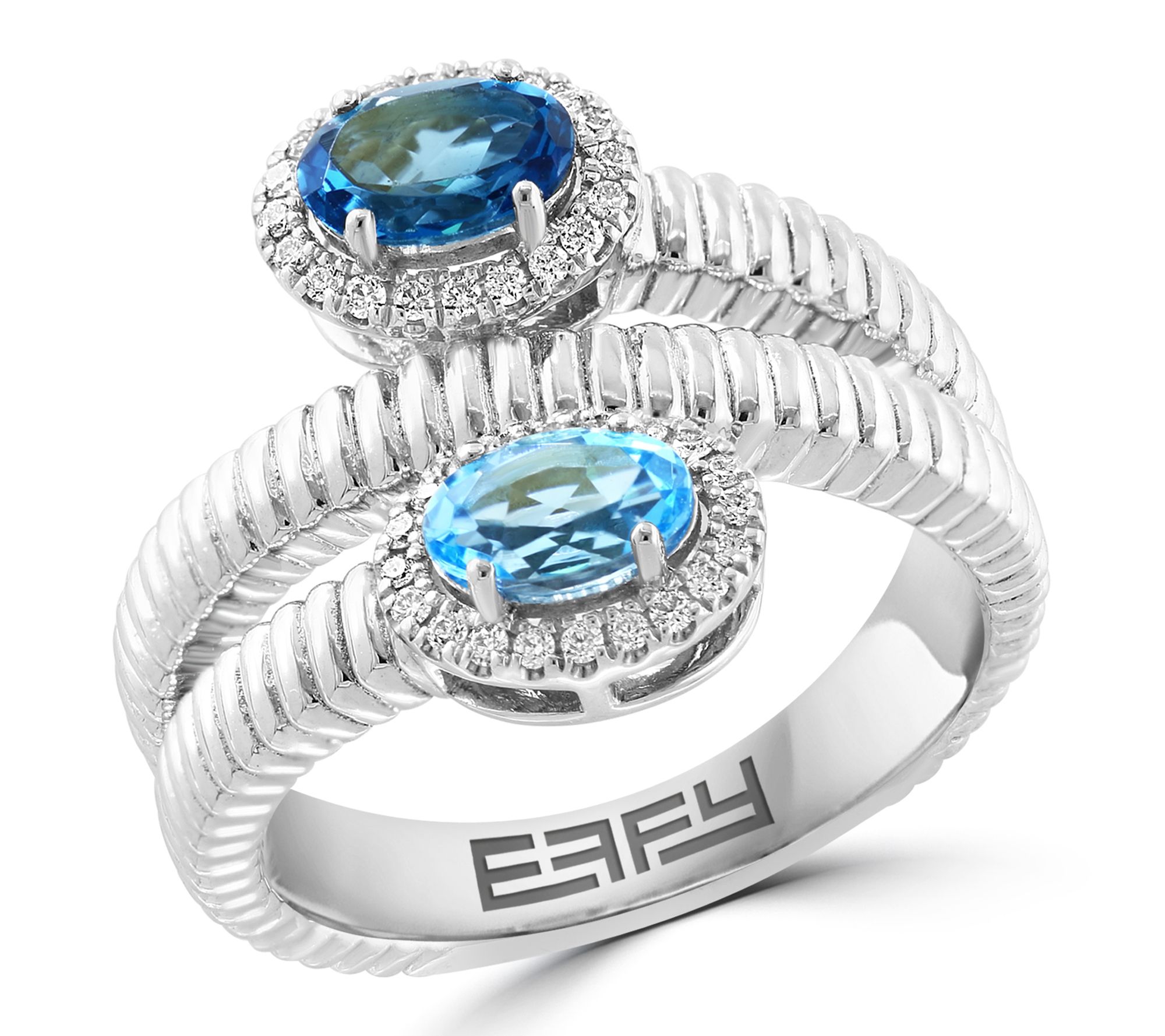 Effy Diamond & Blue Topaz Wrap Ring, Sterling Silver