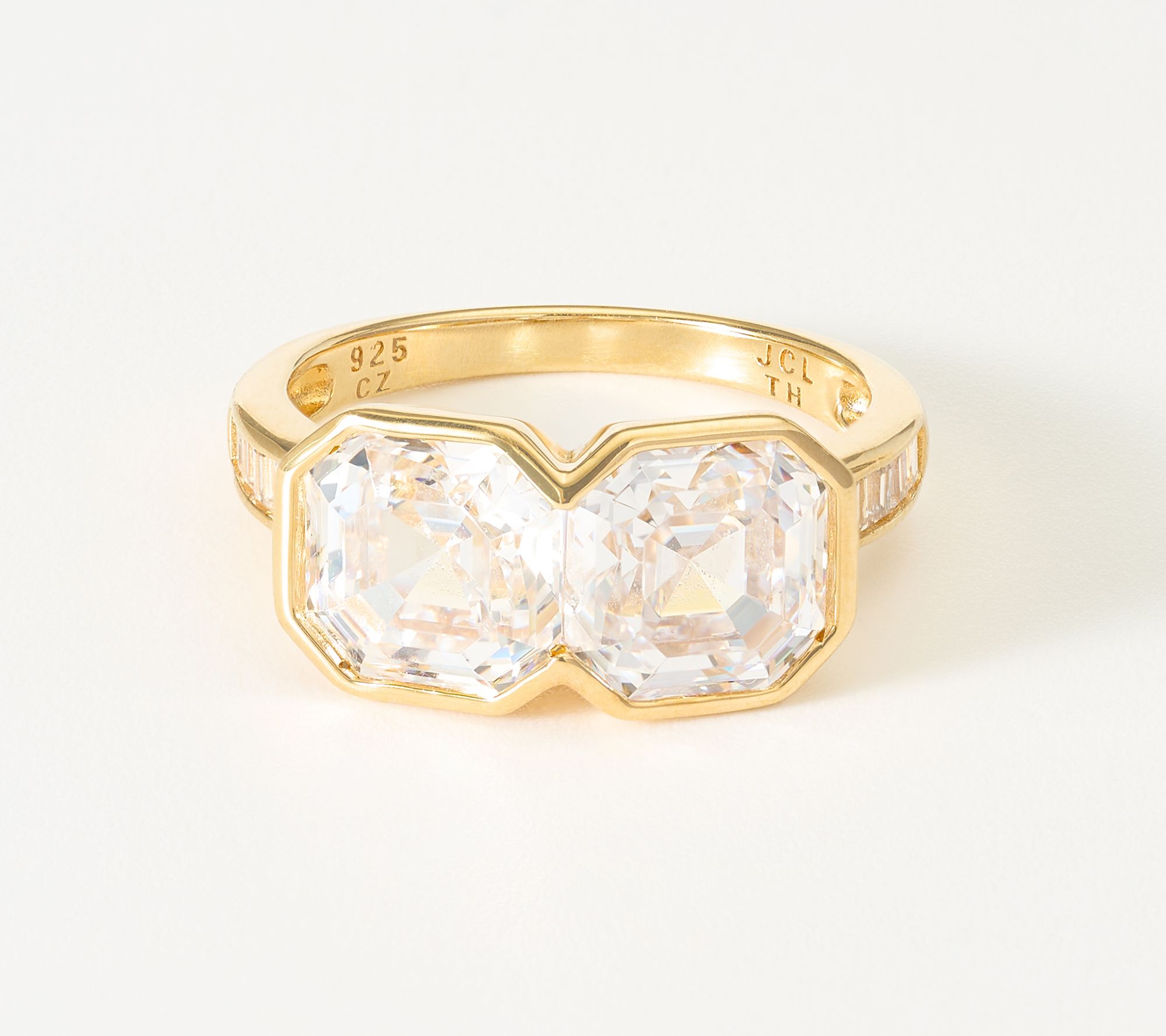 Diamonique x Jennifer Miller Asscher & Baguette Ring, Sterling Silver