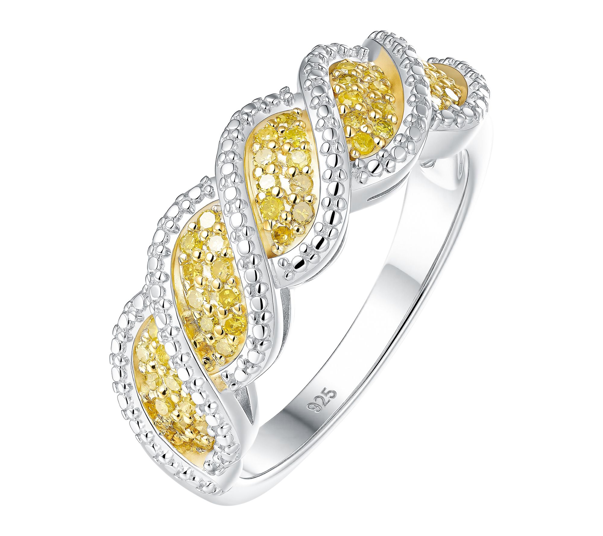 Affinity Diamonds Twisted Yellow Diamond BraidRing, Sterling