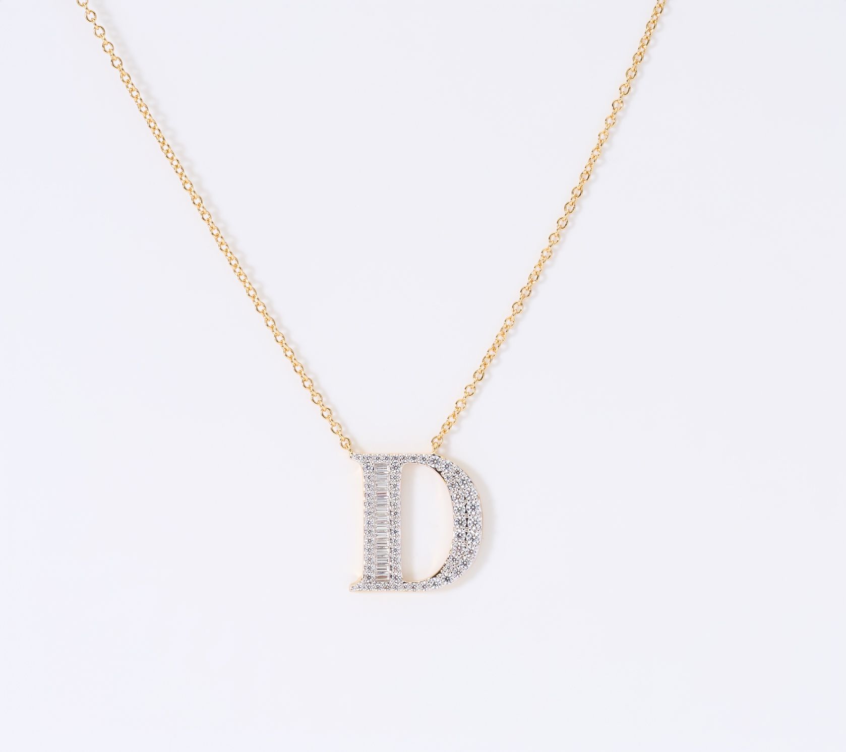 Diamonique x Jennifer Miller Goldtone Initial Necklace