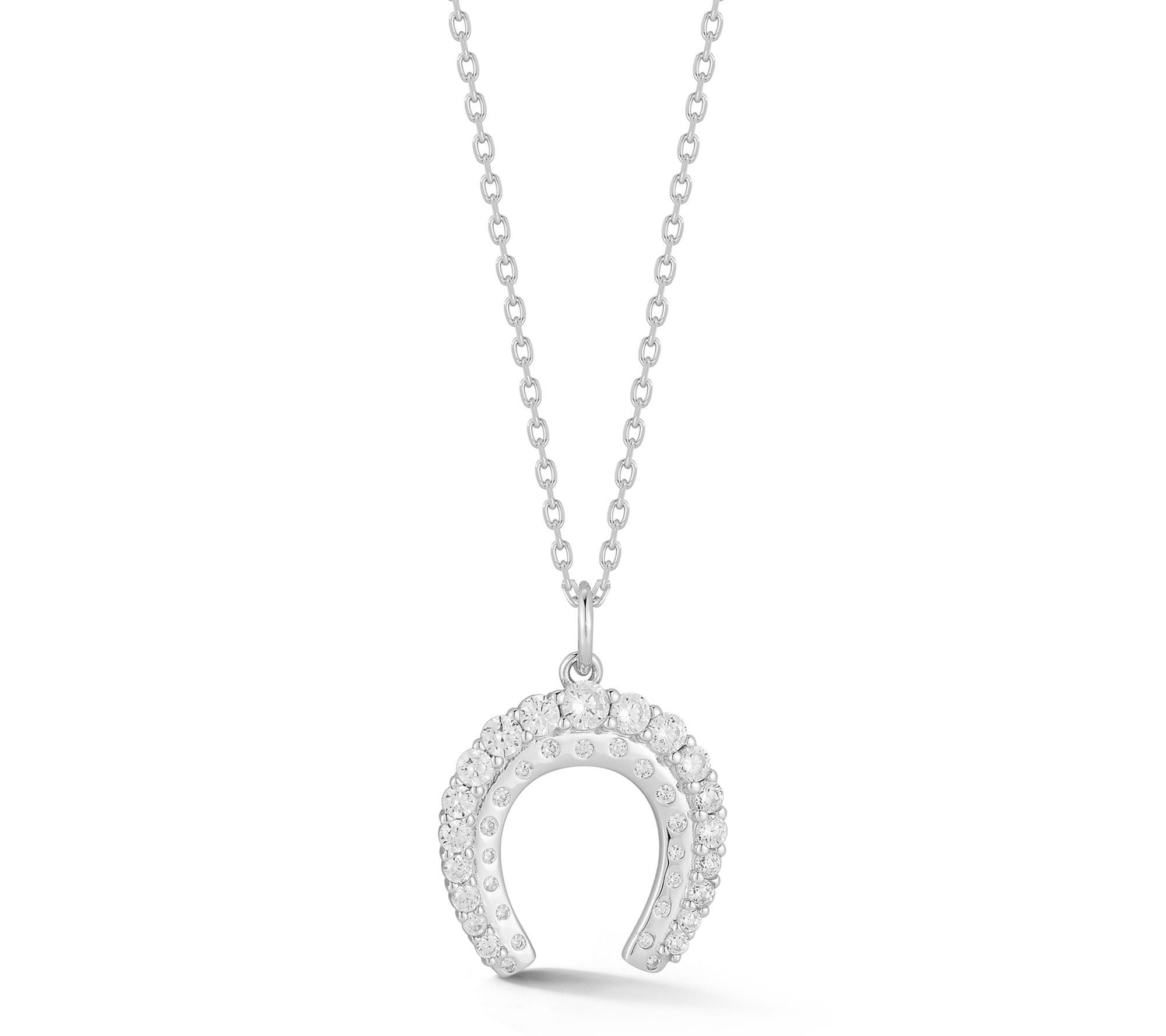 Rachel Zoe Pave Horseshoe Pendant w/ Chain, Sterling