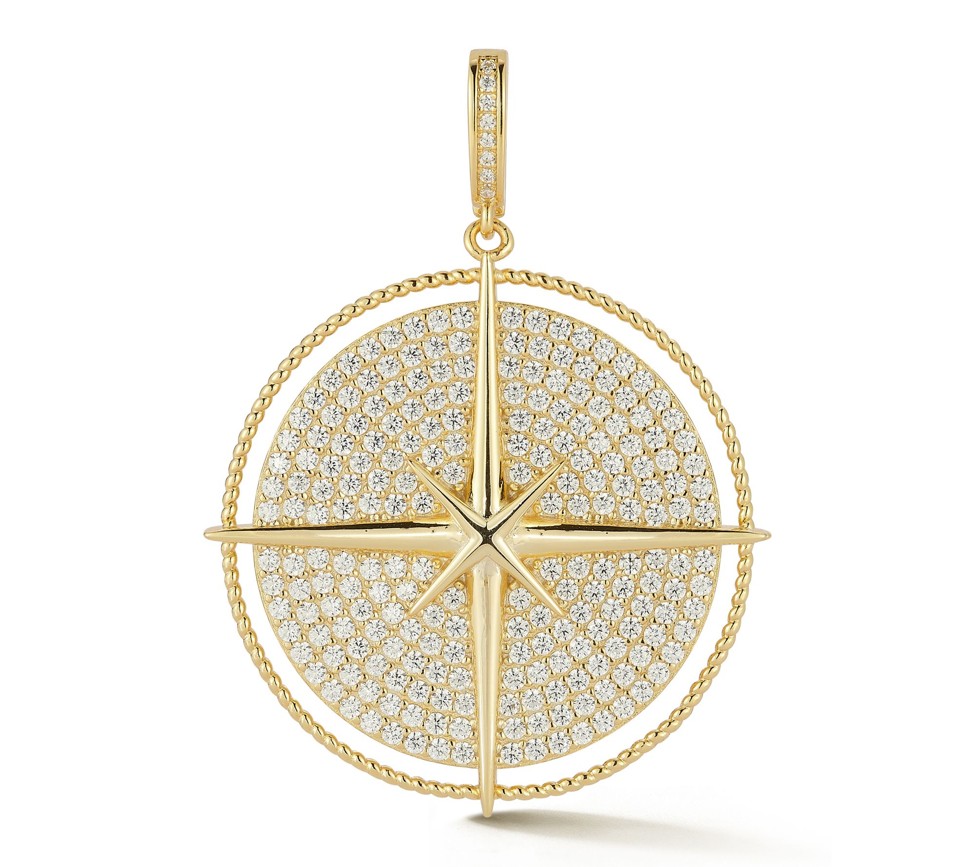 Sterlina Silver Pave Star Medallion Pendant, Sterling