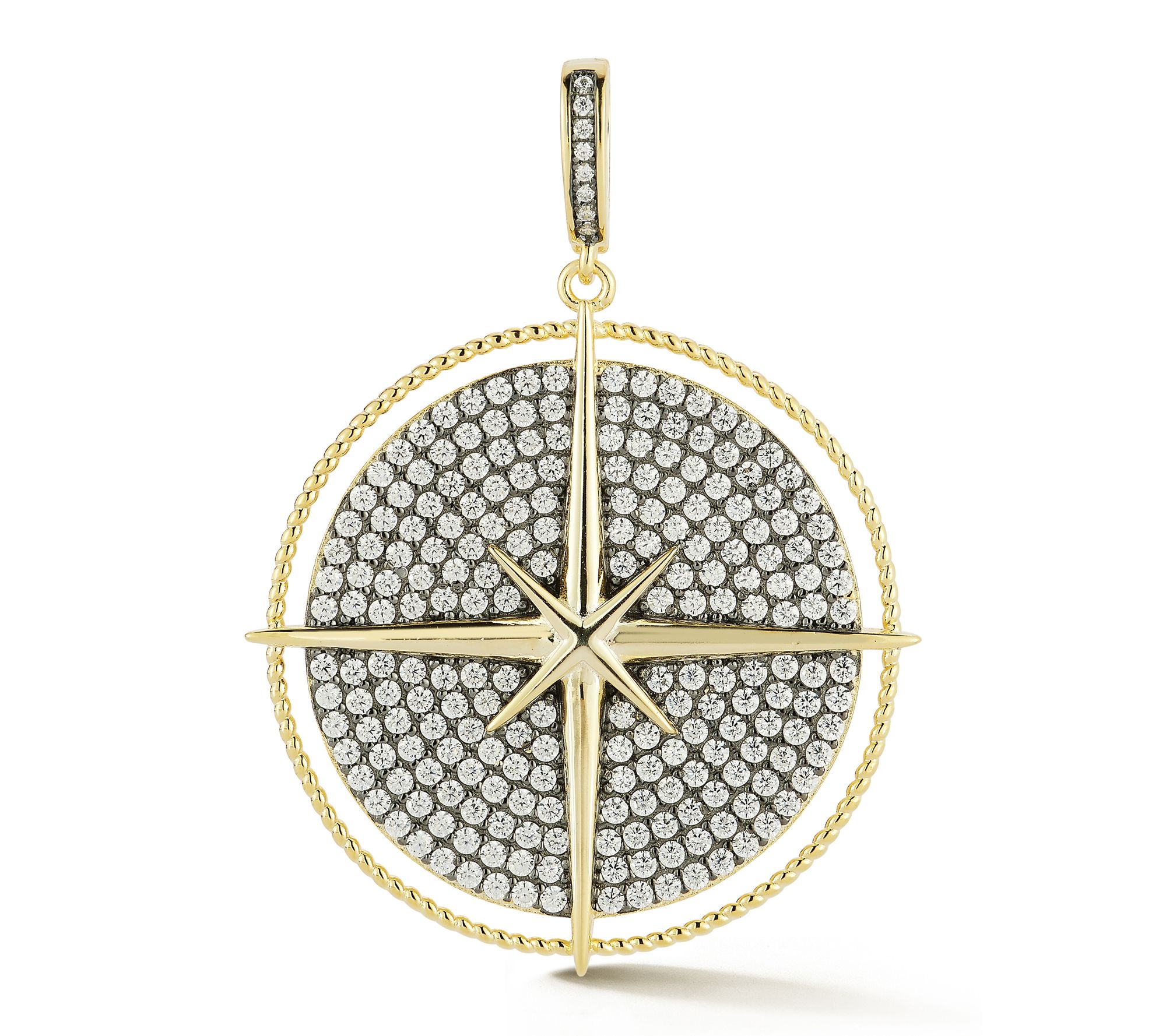 Sterlina Silver Pave Star Medallion Pendant, Sterling