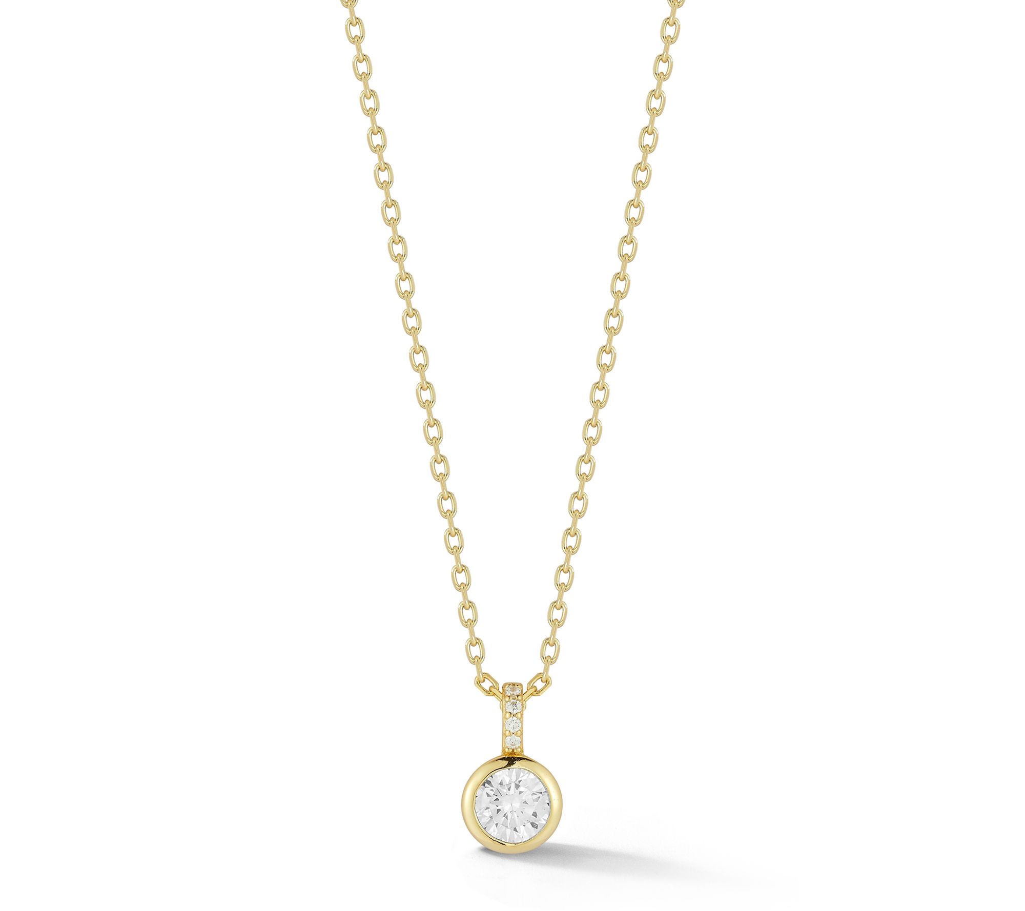 Sterlina Silver Round Bezel Pendant w/ Chain, Sterling