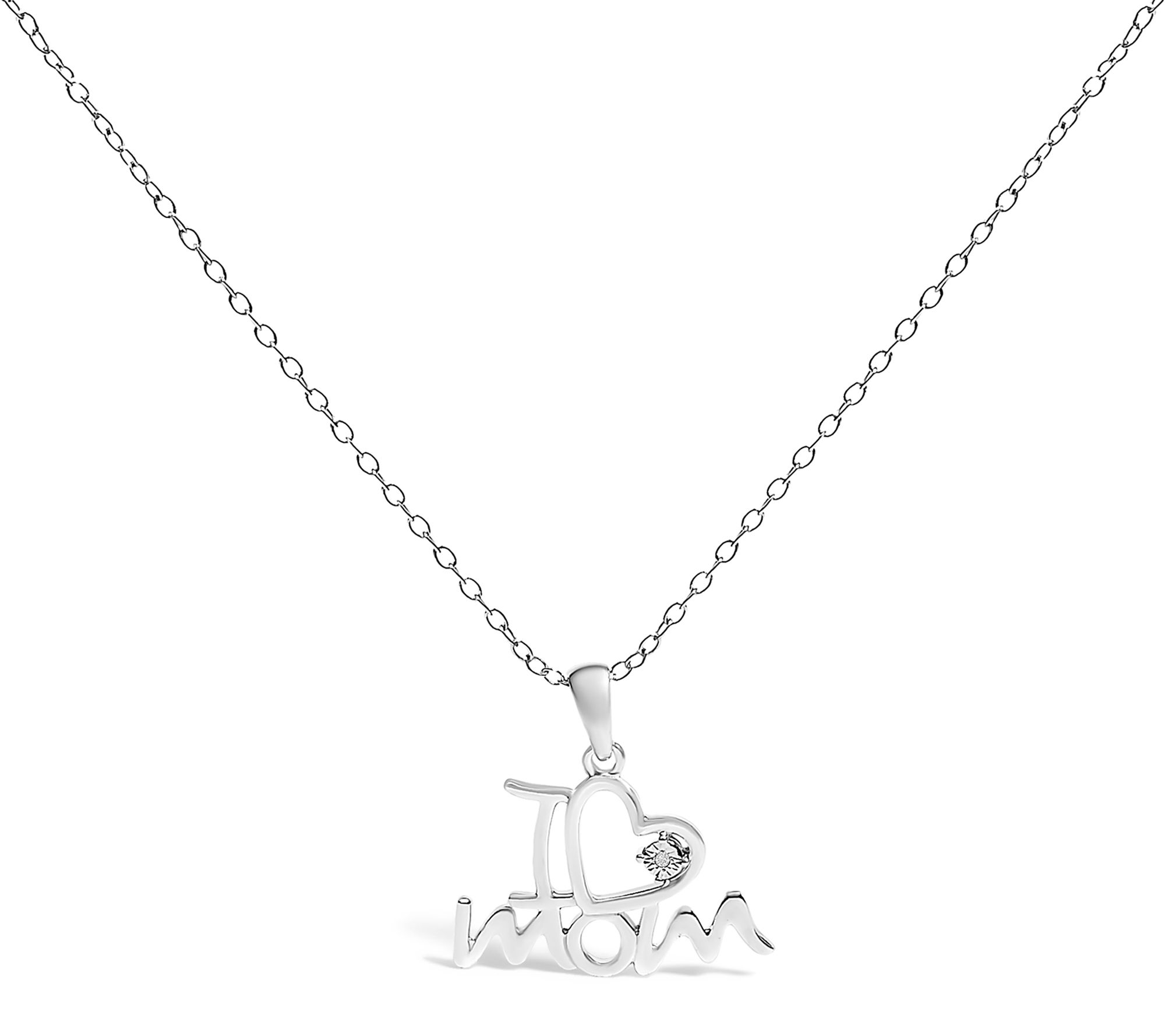 Haus of Brilliance Diamond "I Love Mom" Necklace Sterling