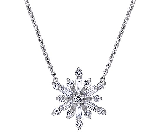 Affinity 4/10 cttw Diamond Snowflake Necklace,14K
