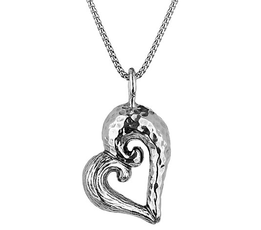 Or Paz Sterling Silver Textured Heart Pendant with Chain