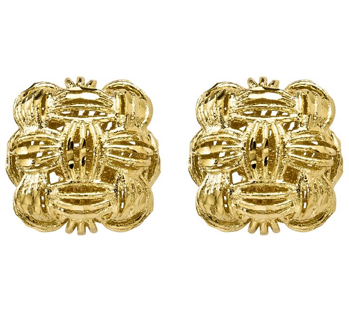 14K Gold Basket-Weave Post Earrings - QVC.com