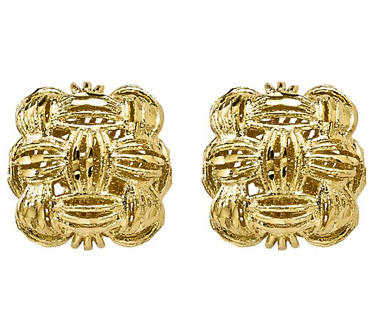 14K Gold Basket-Weave Post Earrings