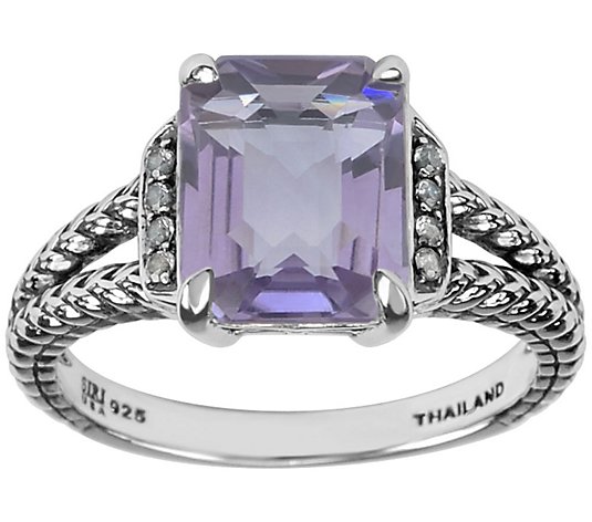Affinity Sterling Octagaonal Gemstone & WhiteTopaz Ring