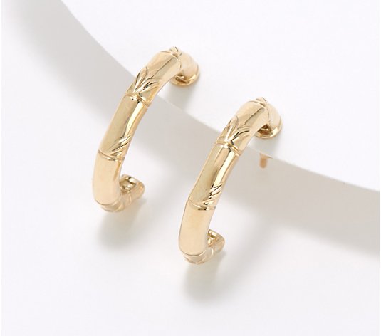 JAI 14K Gold Bamboo Hoop Earrings