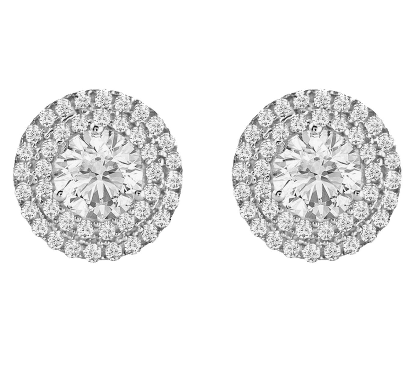 Diamonique 0.95 cttw Double Halo Stud Ear rings, Sterling