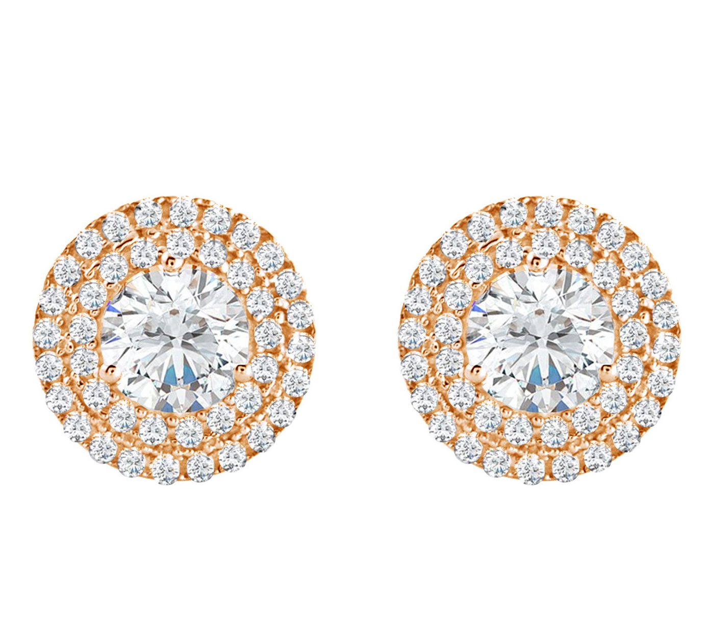 Diamonique 0.95 cttw Double Halo Stud Ear rings, Sterling