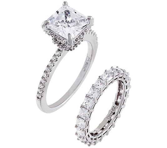 Diamonique 7.90 cttw Bridal Ring Set, Sterling Silver