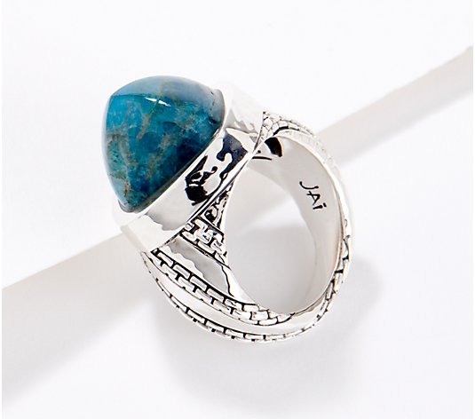 JAI Sterling Silver Sugarloaf Gemstone Ring