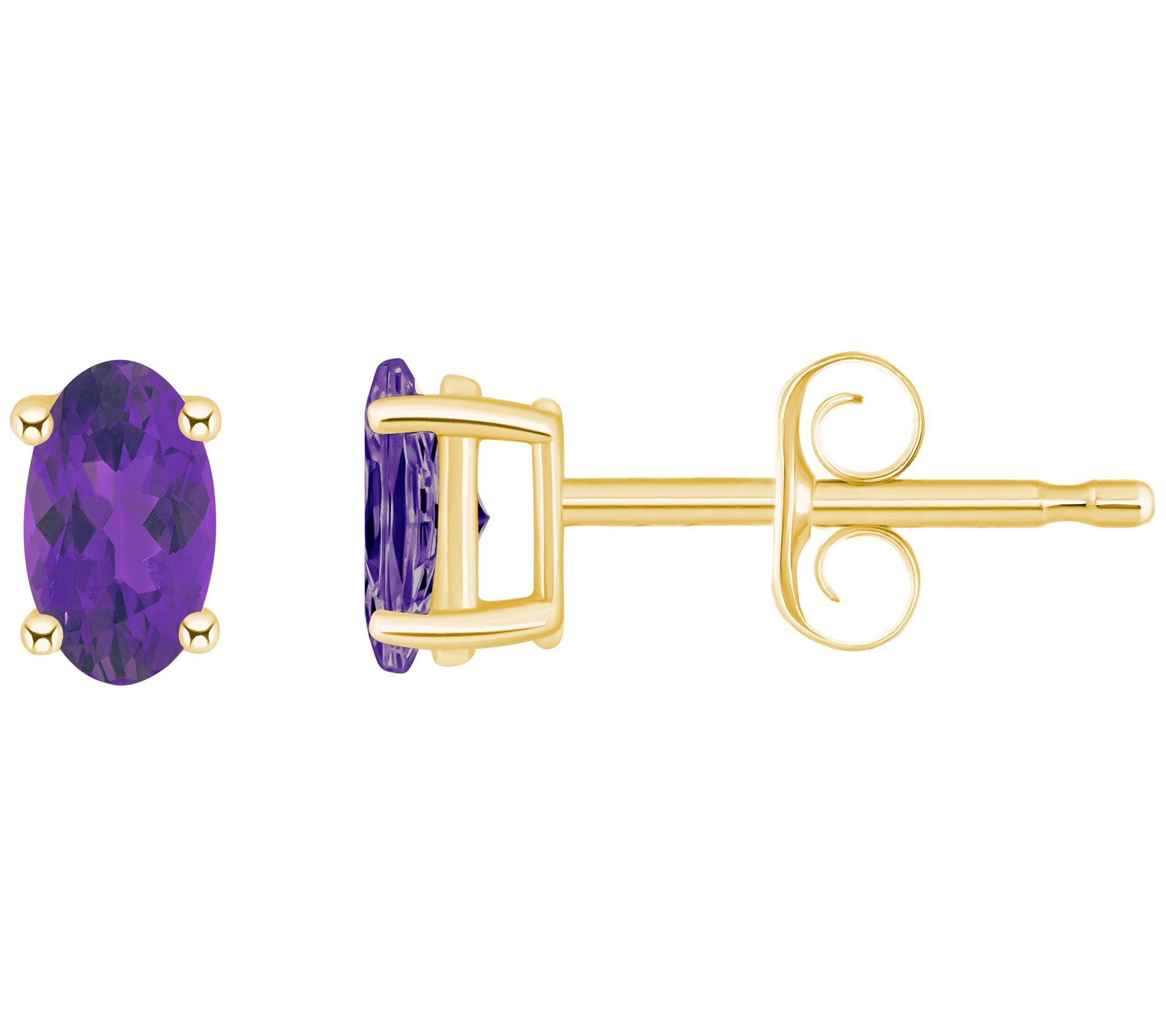14K Gold Oval 0.45 cttw Amethyst Stud Earrings