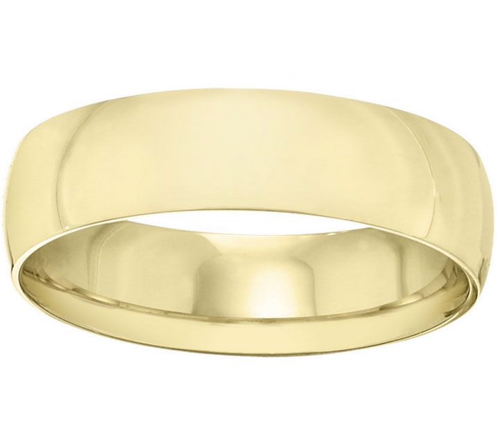 Women's 18K Yel low Gold 6mm Ha lf-Round Weddin g Band