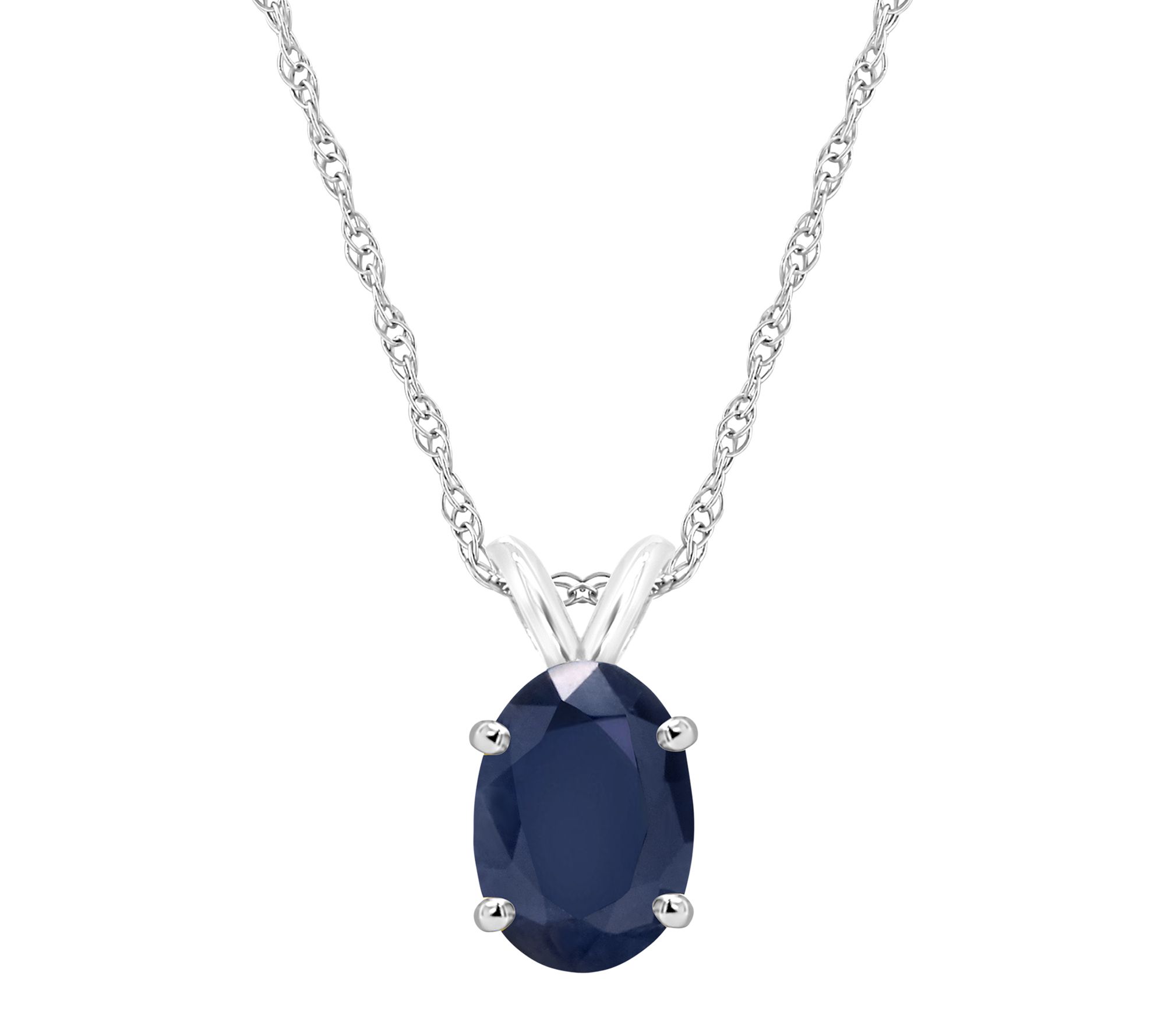14K Gold 1.05 cttw Oval Sapphire Pendant w/ C hain