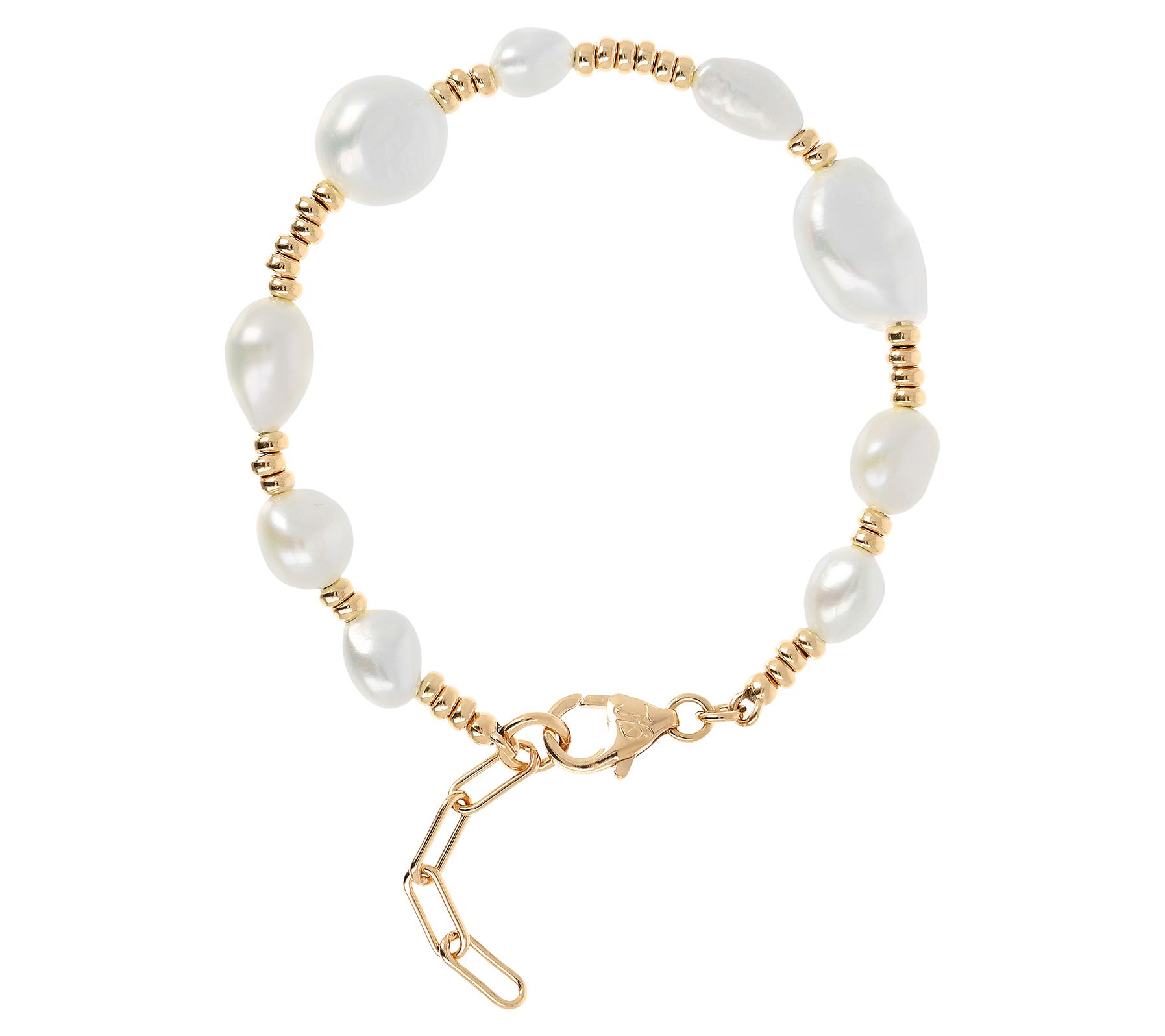 Honora Cultured Pearl with Rondels Bracelet, St erling Silver