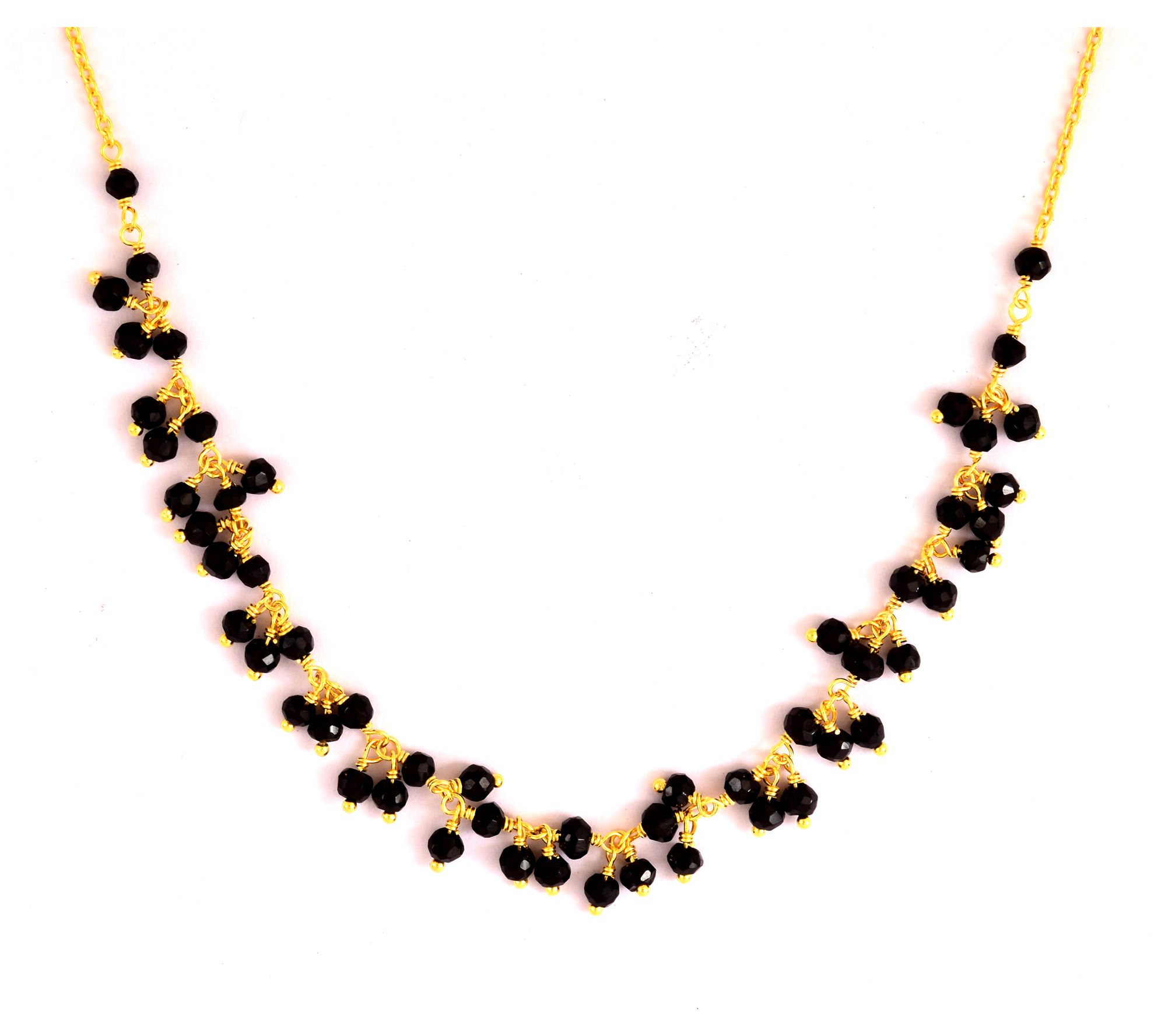 Affinity Gems Black Spinel Bead Necklace, Sterl ing