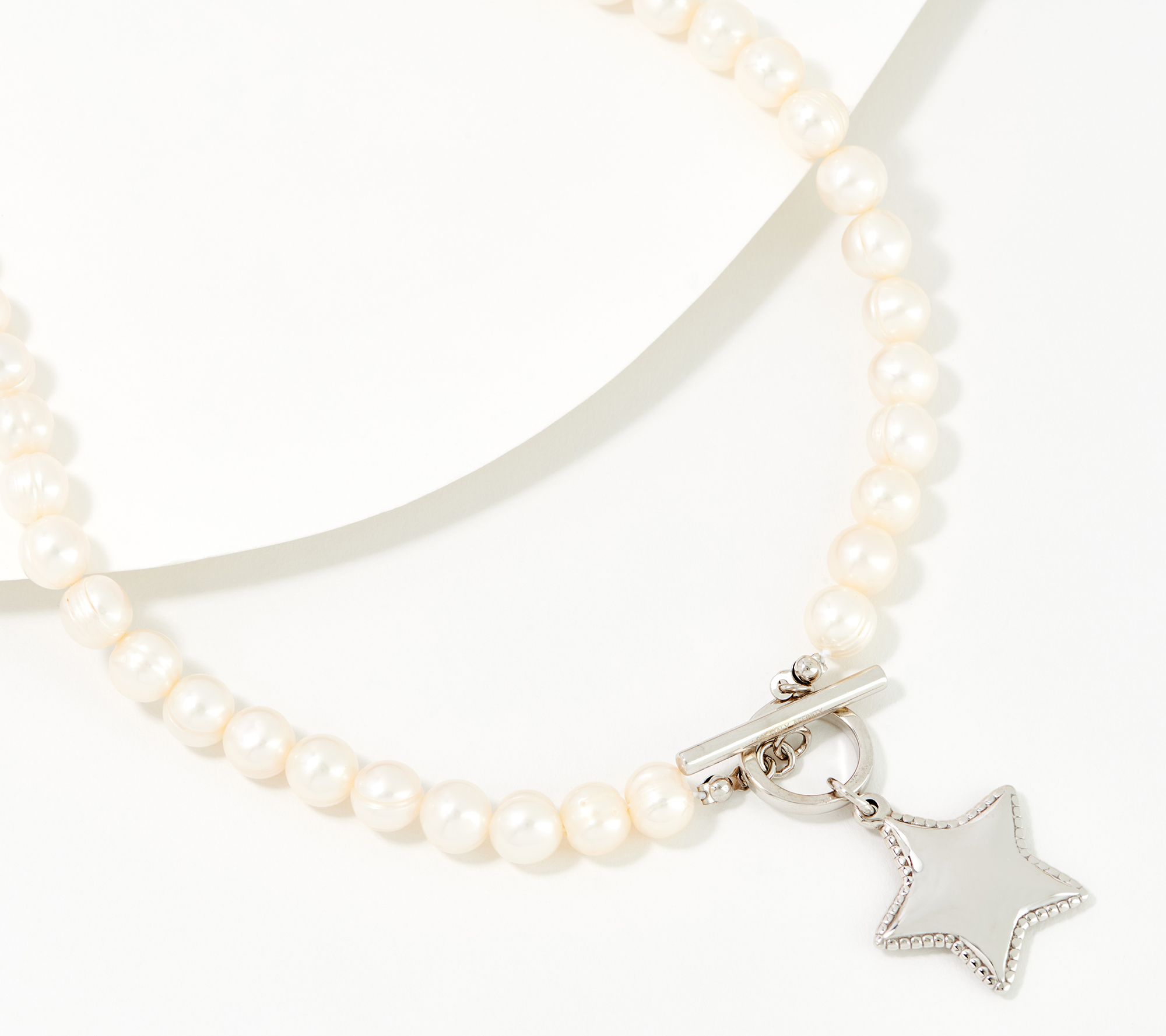 Affinity Cultured Pearls Toggle Necklace w/ Star Charm Sterling