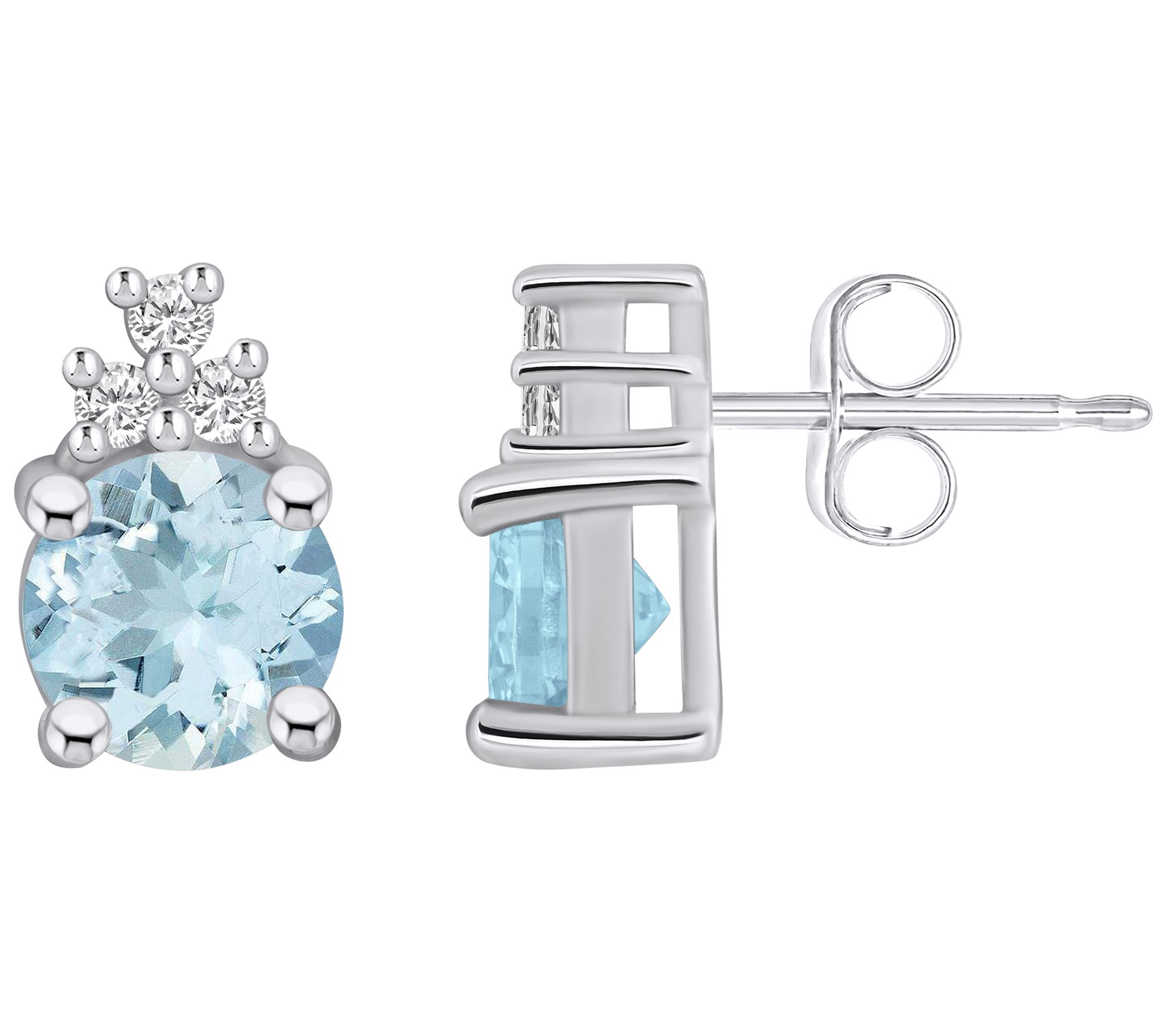 Affinity Gems 14K 1.50 cttw Aquamarine 0.10 cttDiamond Studs