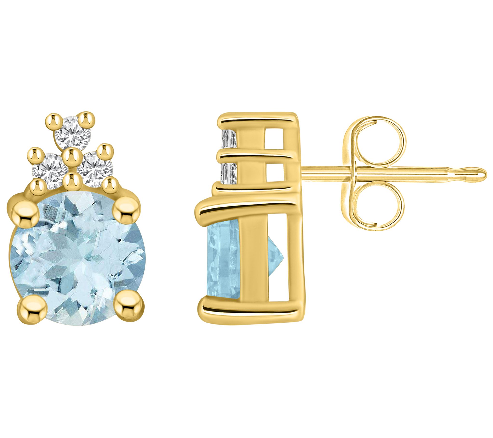 Affinity Gems 14K 1.50 cttw Aquamarine 0.10 cttDiamond Studs