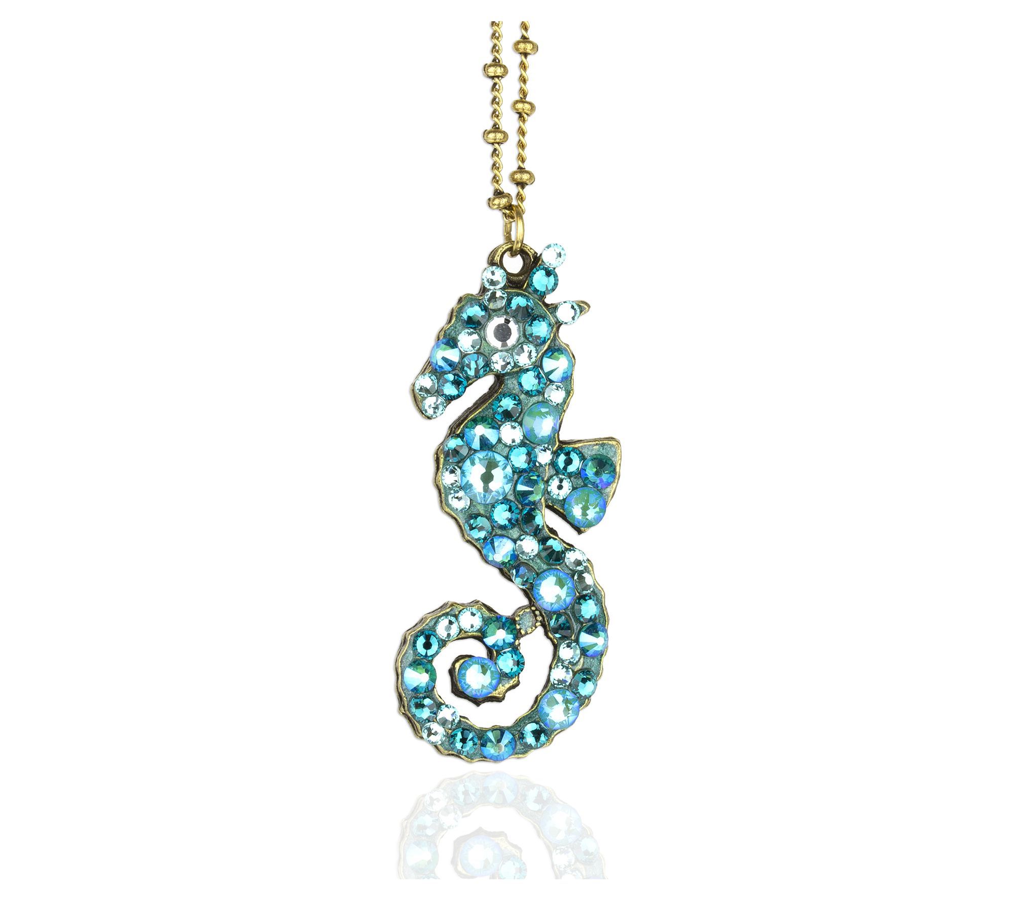 Anne Koplik Crystal Seahorse Pendant w/ Chain